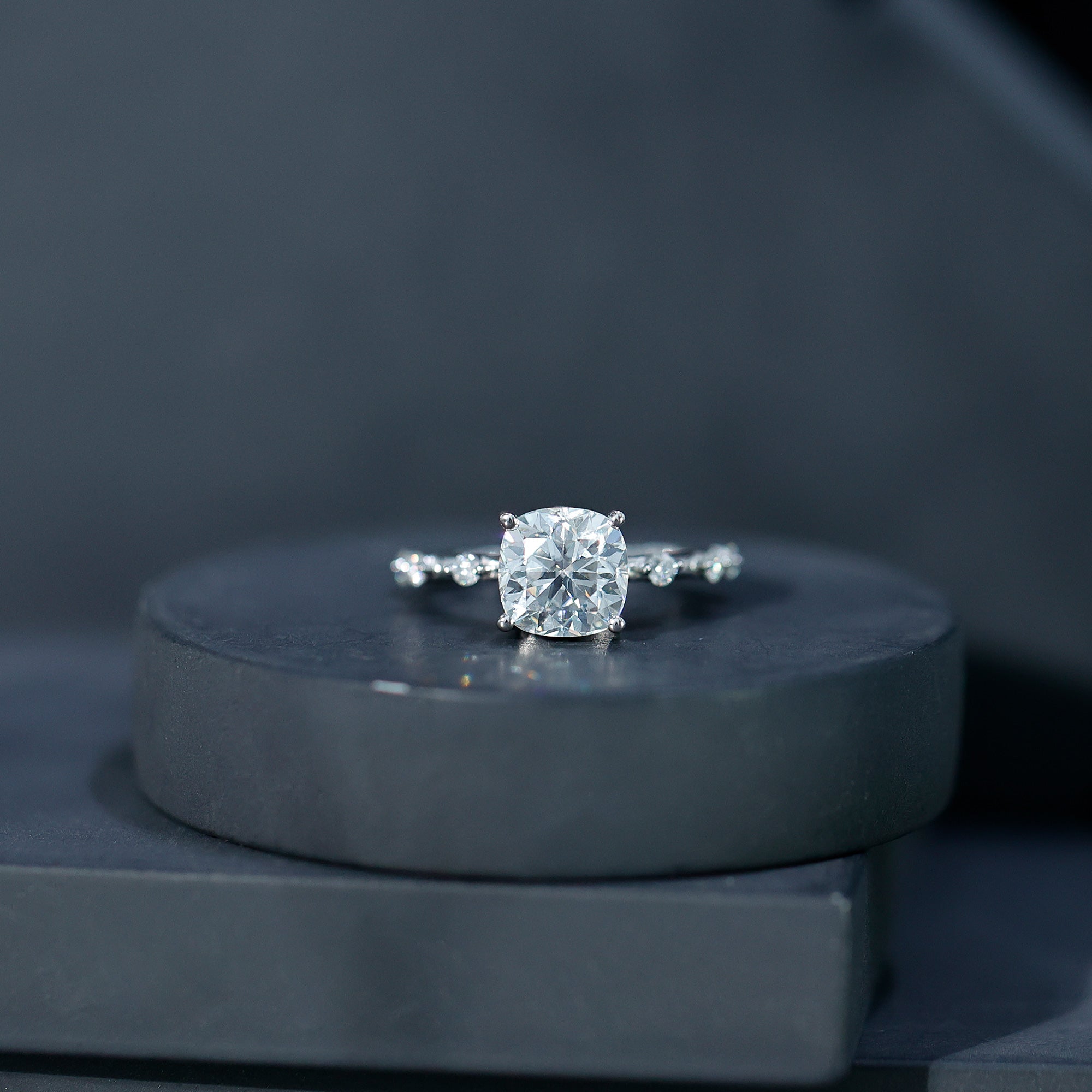 Rosec Jewels-Cushion Cut 2 Carat Lab Grown Diamond Solitaire Engagement Ring with IGI Certificate