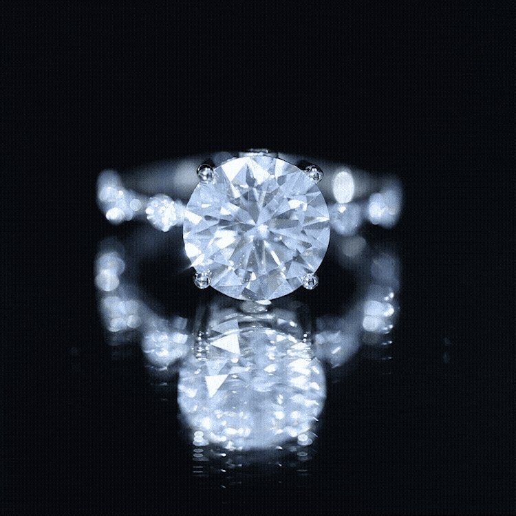 Lab Grown 4 Carat Round Diamond Solitaire Engagement Ring with IGI Certificate Lab - ( E-VS1 ) - Rosec Jewels