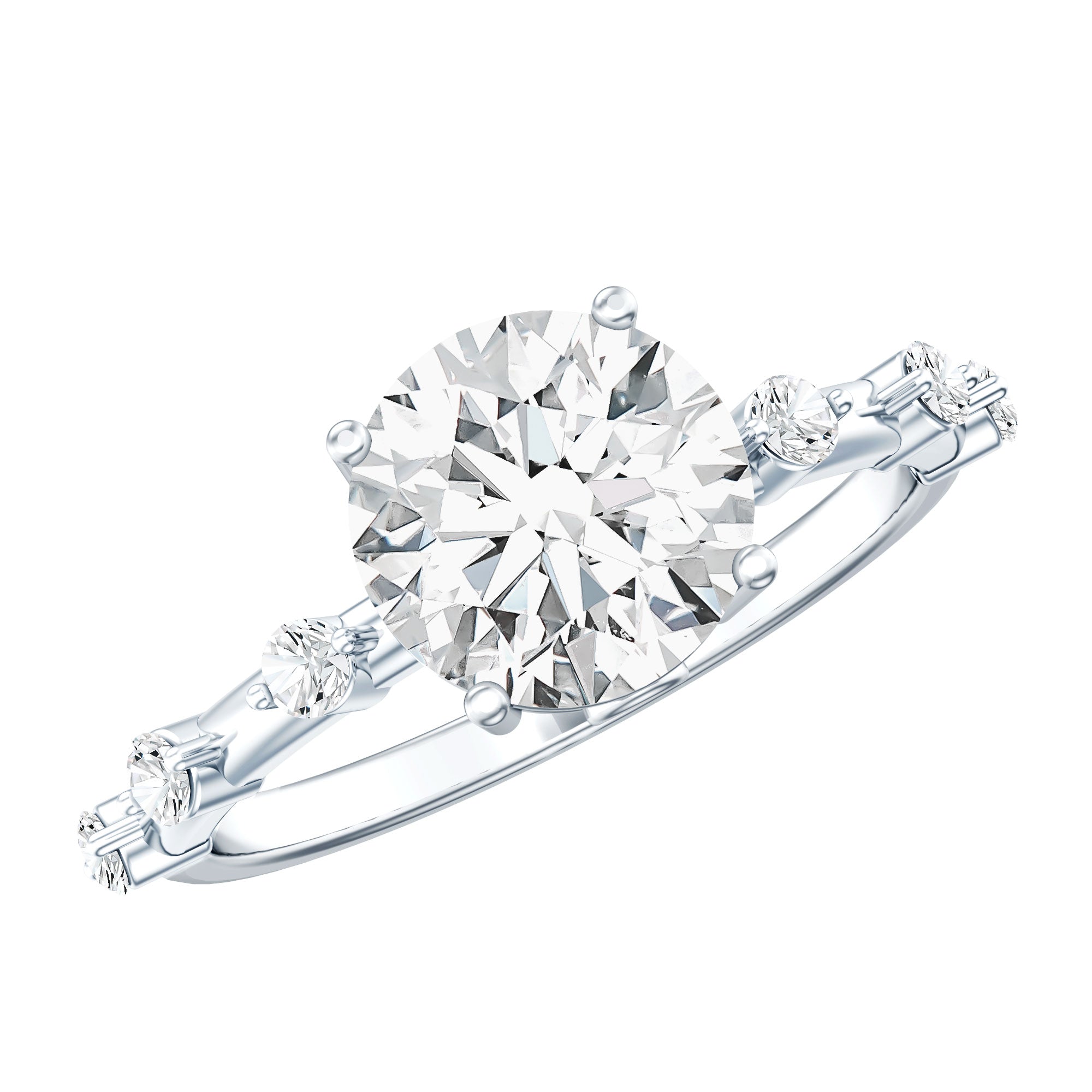Lab Grown 4 Carat Round Diamond Solitaire Engagement Ring with IGI Certificate Lab - ( E-VS1 ) - Rosec Jewels