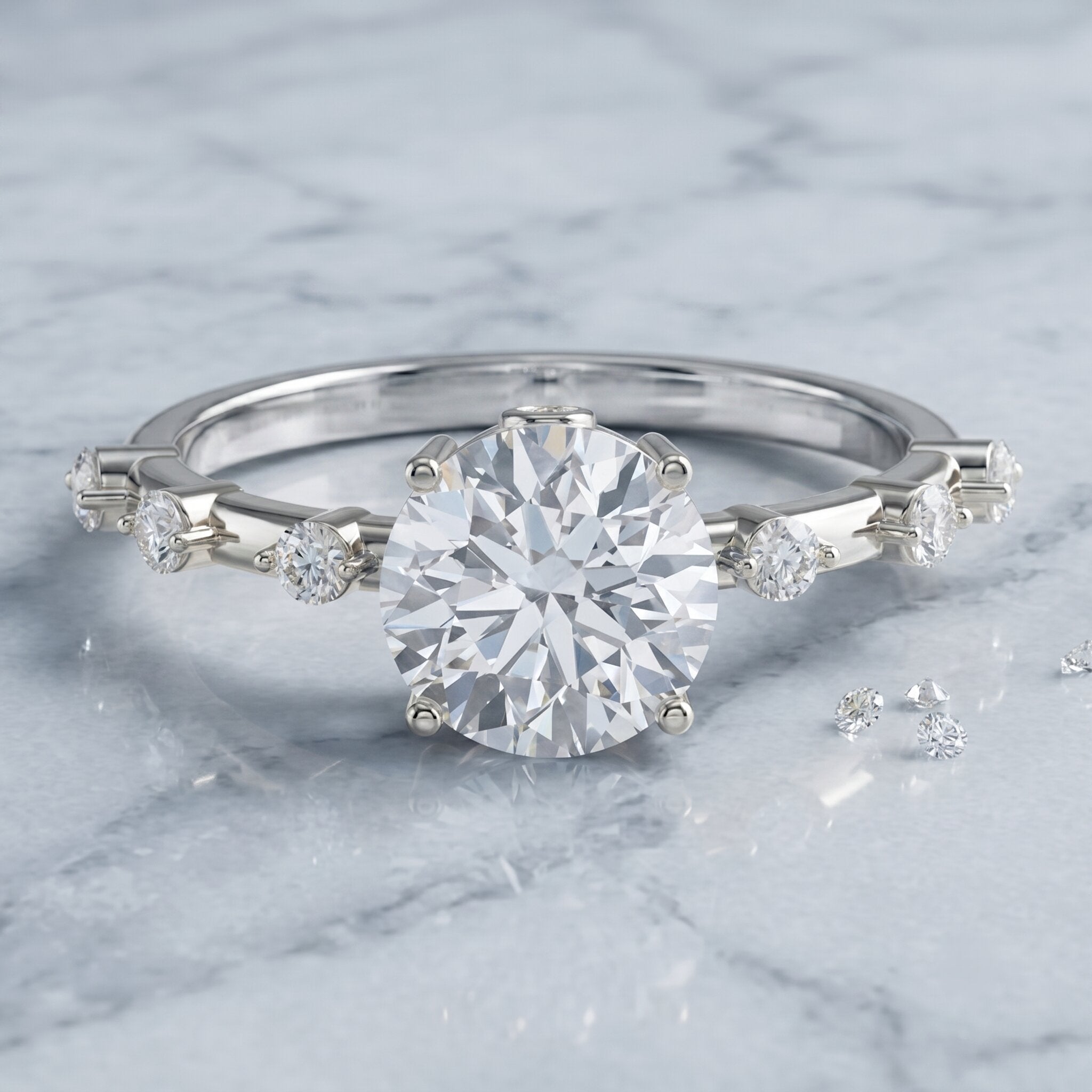 Lab Grown 4 Carat Round Diamond Solitaire Engagement Ring with IGI Certificate Lab - ( E-VS1 ) - Rosec Jewels