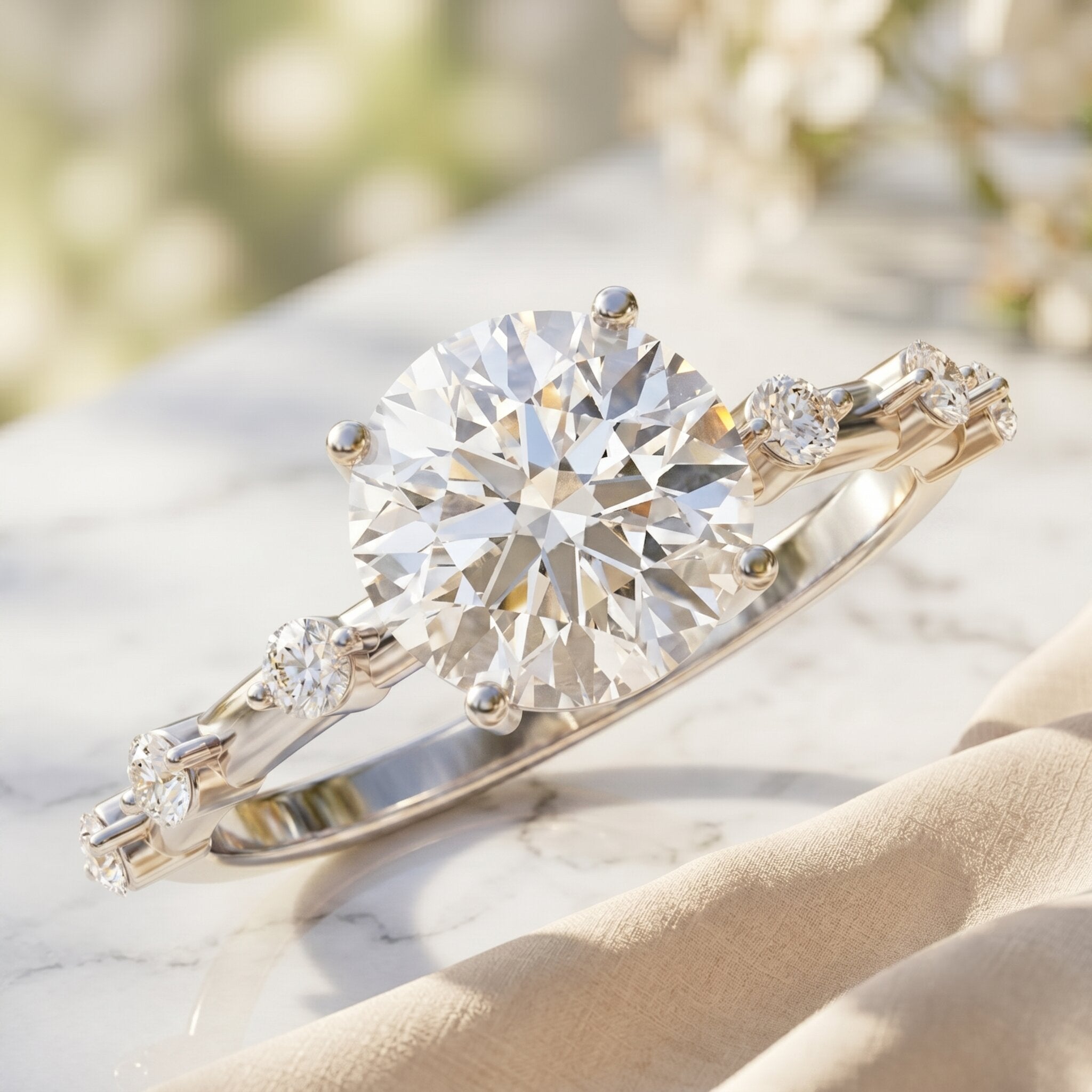 Lab Grown 4 Carat Round Diamond Solitaire Engagement Ring with IGI Certificate Lab - ( E-VS1 ) - Rosec Jewels