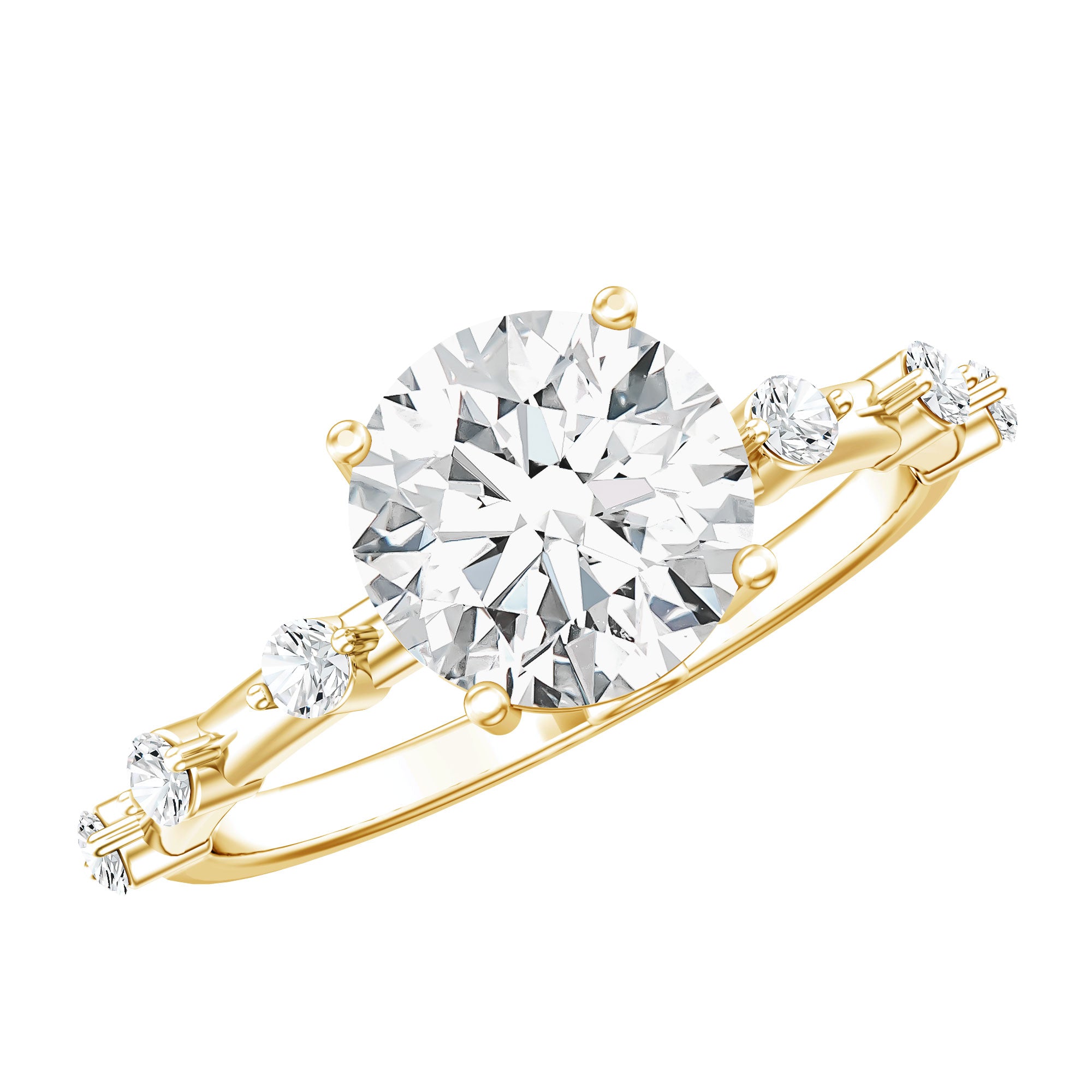 Lab Grown 4 Carat Round Diamond Solitaire Engagement Ring with IGI Certificate Lab - ( E-VS1 ) - Rosec Jewels