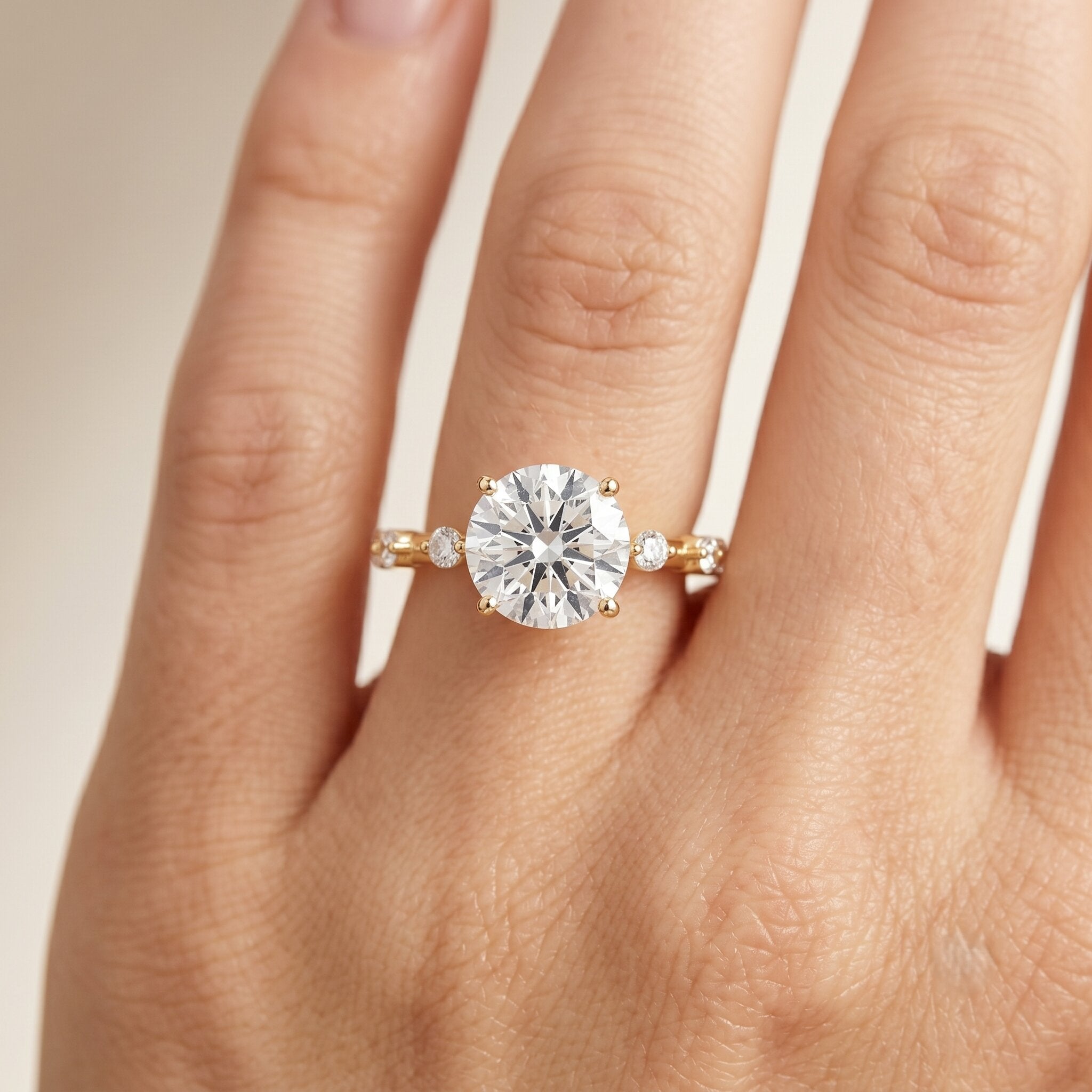 Lab Grown 4 Carat Round Diamond Solitaire Engagement Ring with IGI Certificate Lab - ( E-VS1 ) - Rosec Jewels