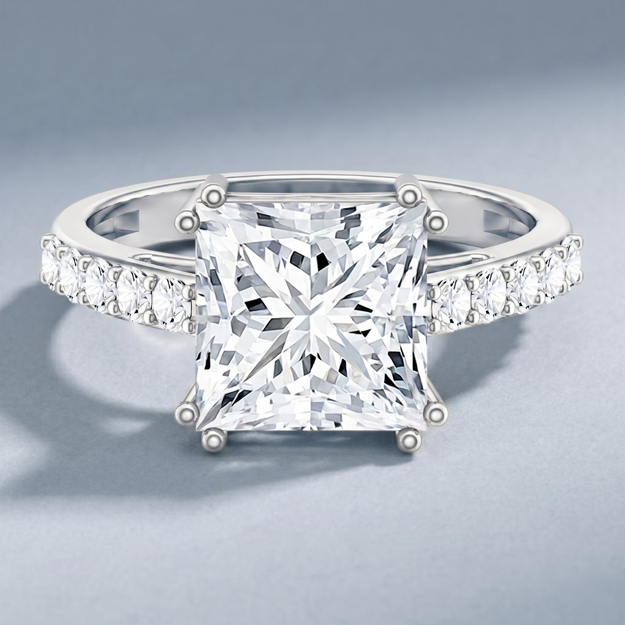 IGI Certified 4 Carat Princess Cut Lab Grown Diamond Solitaire Engagement Ring Lab - ( E-VS1 ) - Rosec Jewels