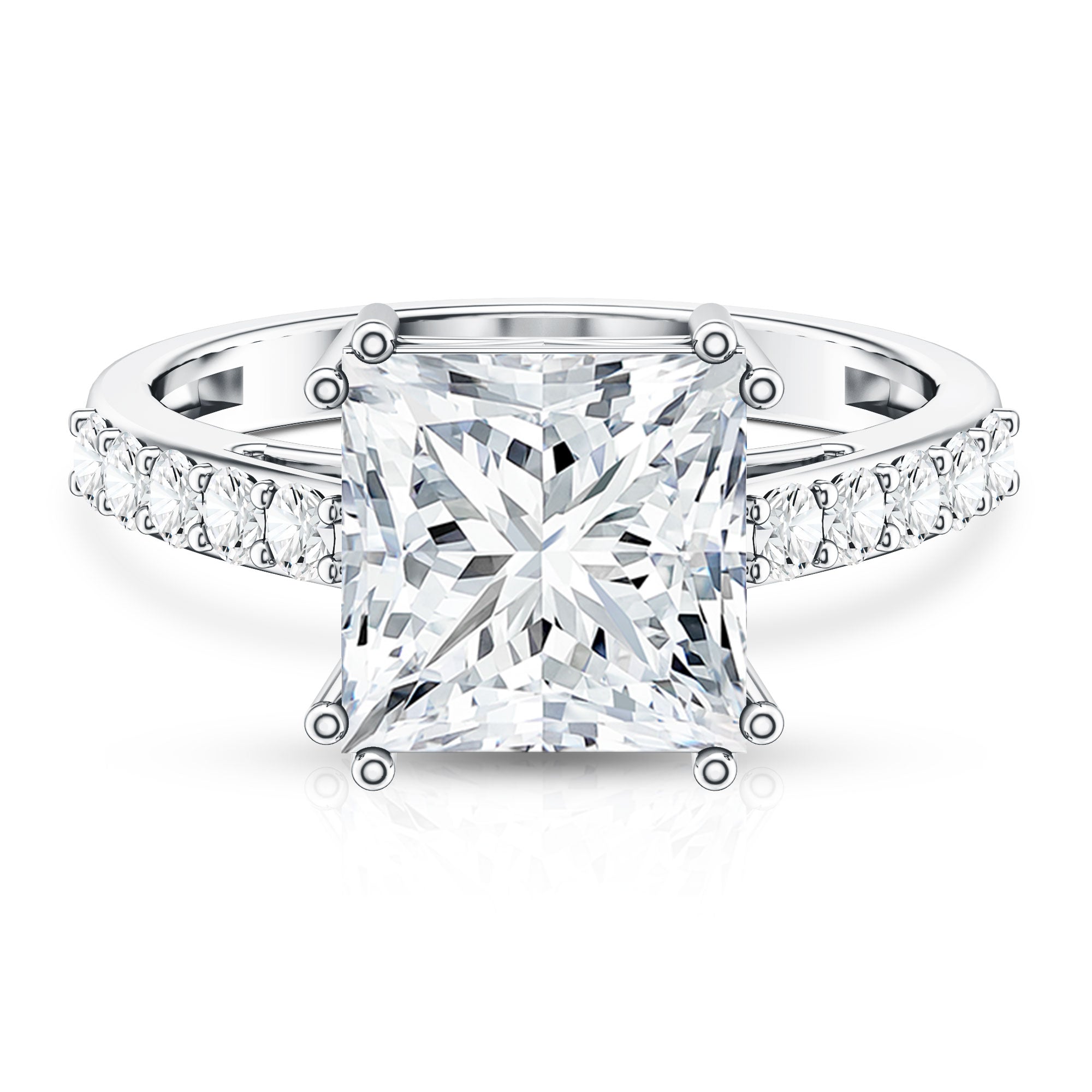 IGI Certified 4 Carat Princess Cut Lab Grown Diamond Solitaire Engagement Ring Lab - ( E-VS1 ) - Rosec Jewels