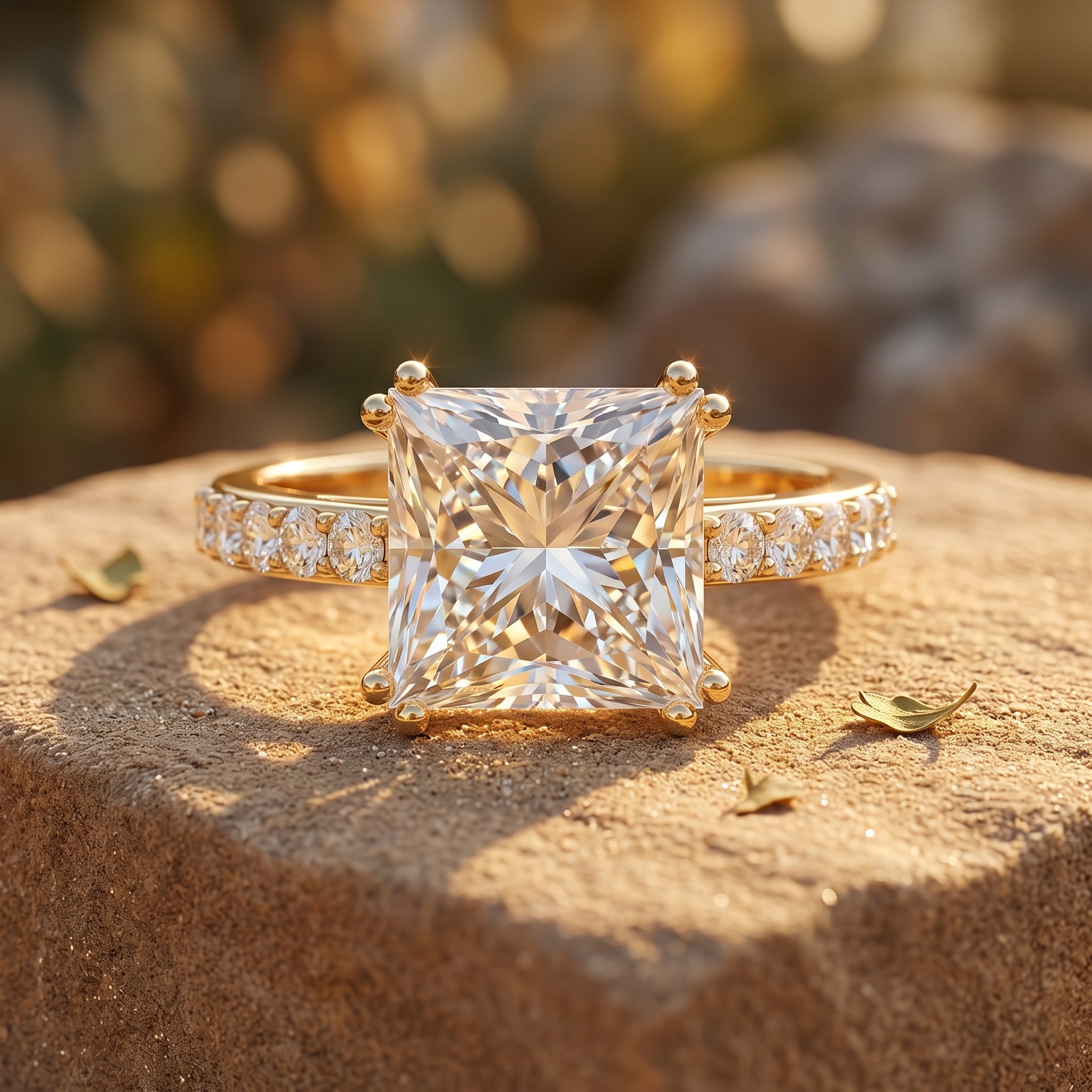 IGI Certified 4 Carat Princess Cut Lab Grown Diamond Solitaire Engagement Ring Lab - ( E-VS1 ) - Rosec Jewels