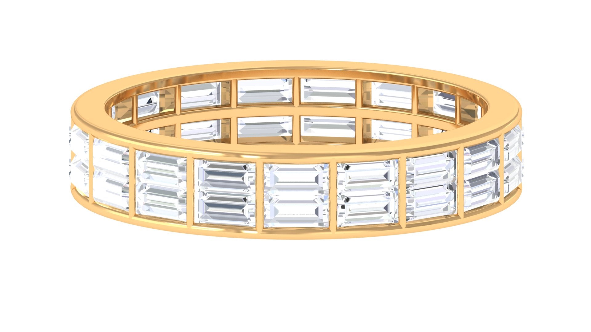 3 CT Cubic Zirconia Two Row Eternity Wedding Band Ring AAAA - Rosec Jewels