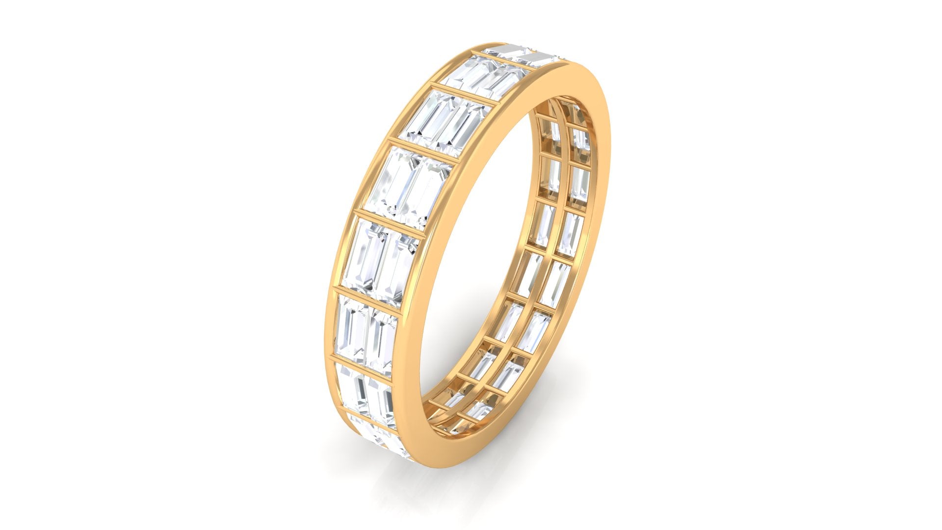3 CT Cubic Zirconia Two Row Eternity Wedding Band Ring AAAA - Rosec Jewels