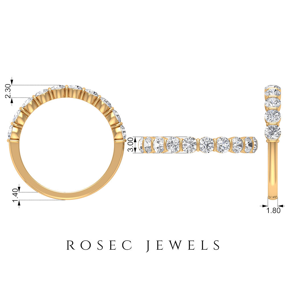 Natural Diamond Half Eternity Ring in Bar Setting Natural - ( HI-SI ) - Rosec Jewels
