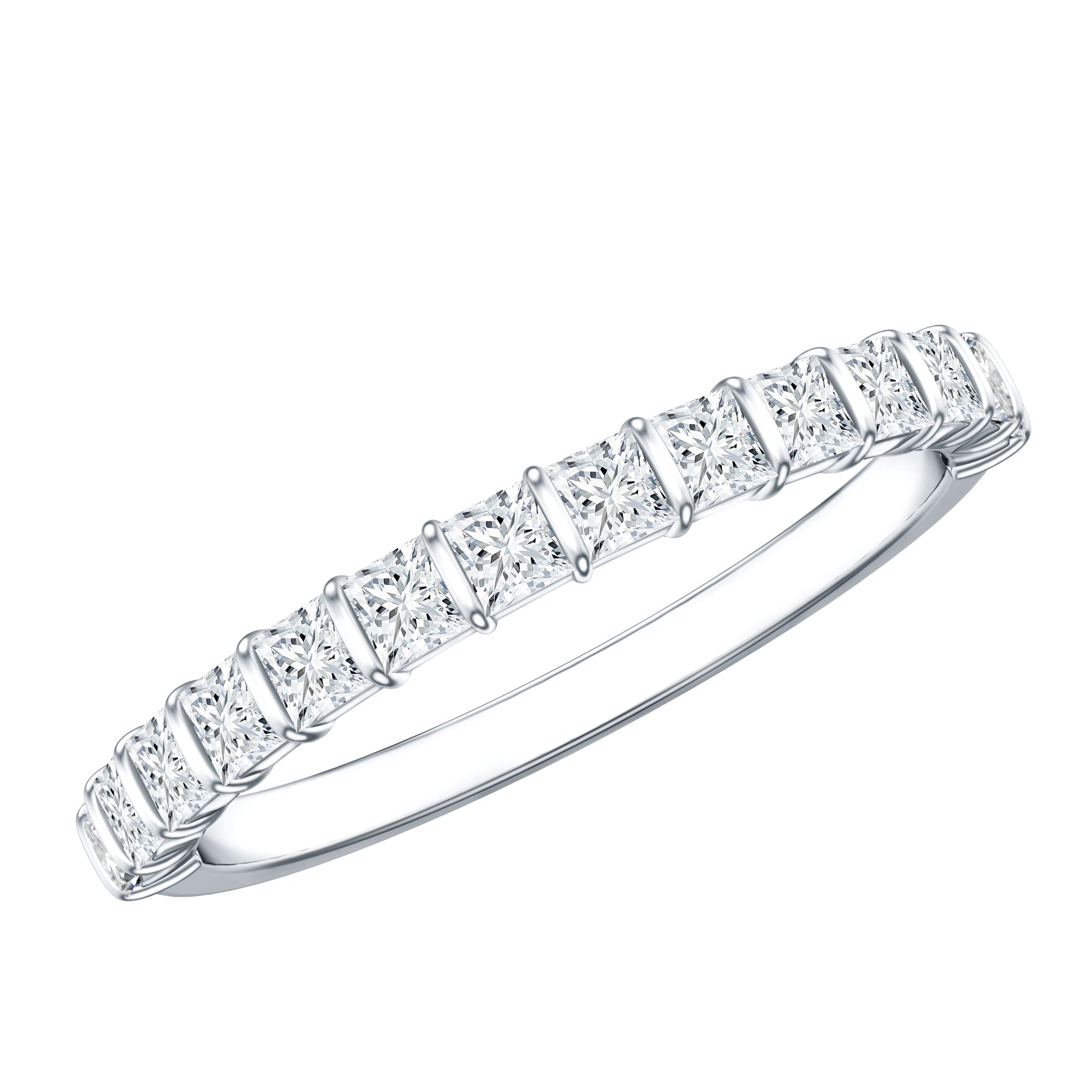 Princess Cut Diamond Anniversary Band Ring Natural - ( HI-SI ) - Rosec Jewels