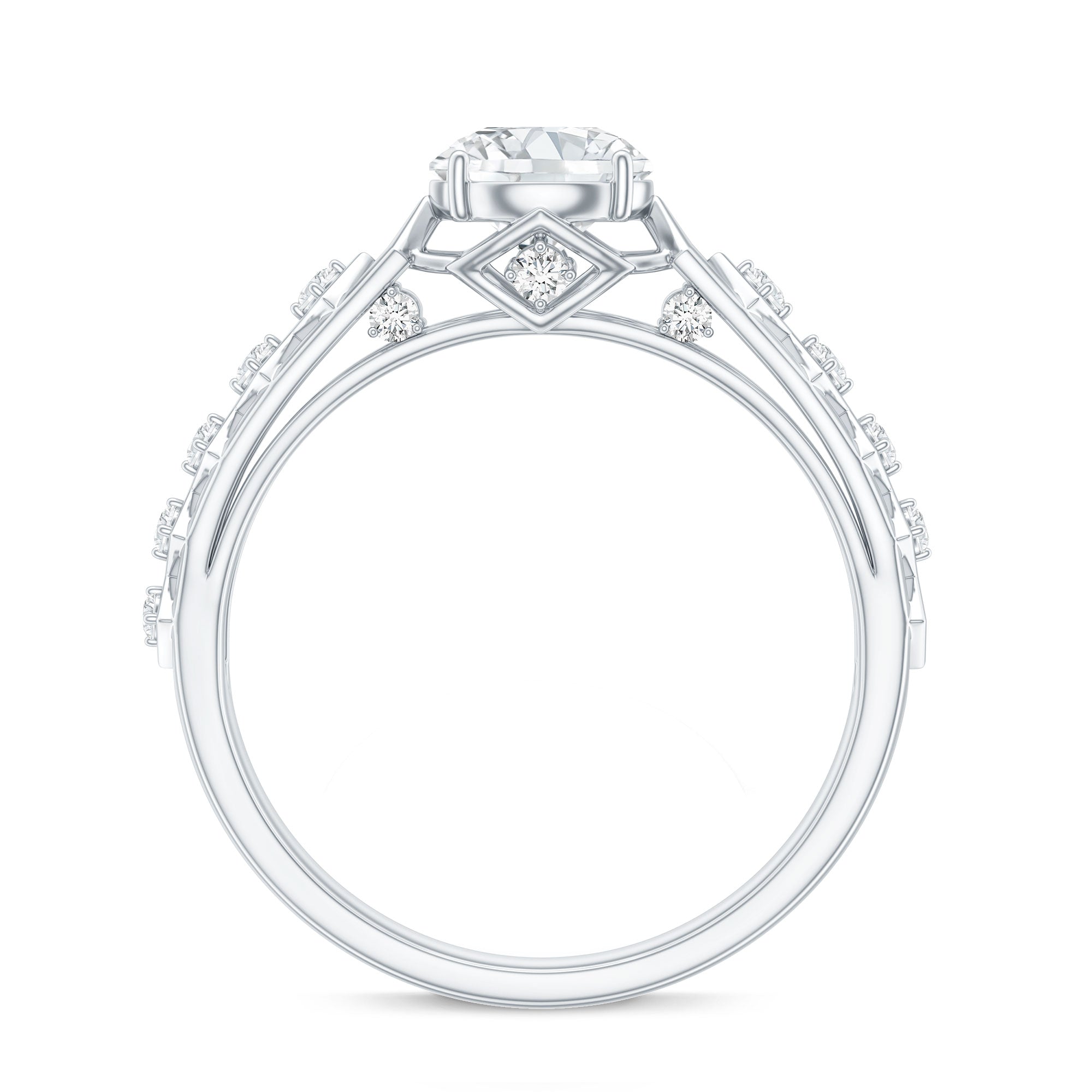Round Cut Certified Moissanite Art Deco Engagement Ring D-VS1 - Rosec Jewels