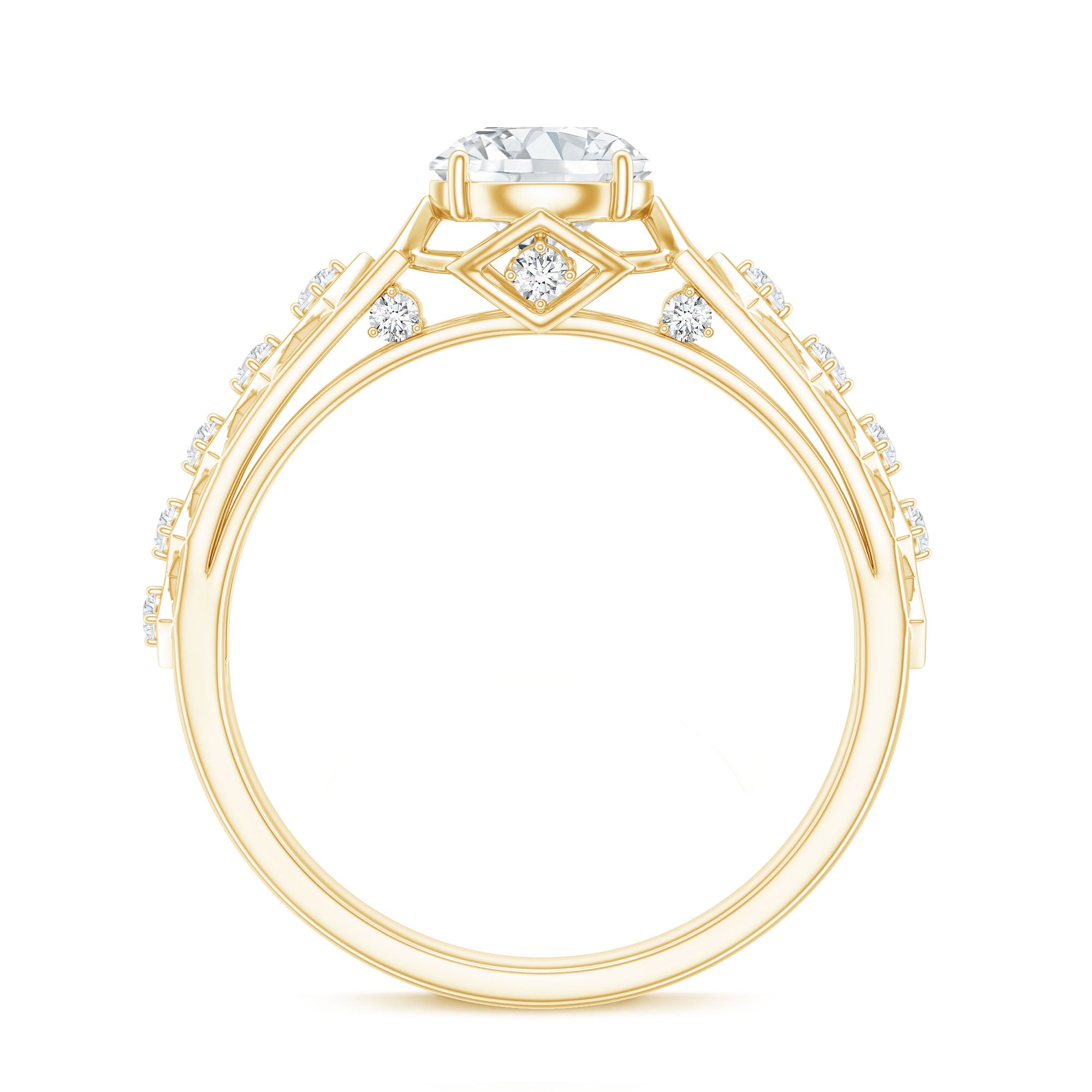 Round Cut Certified Moissanite Art Deco Engagement Ring D-VS1 - Rosec Jewels
