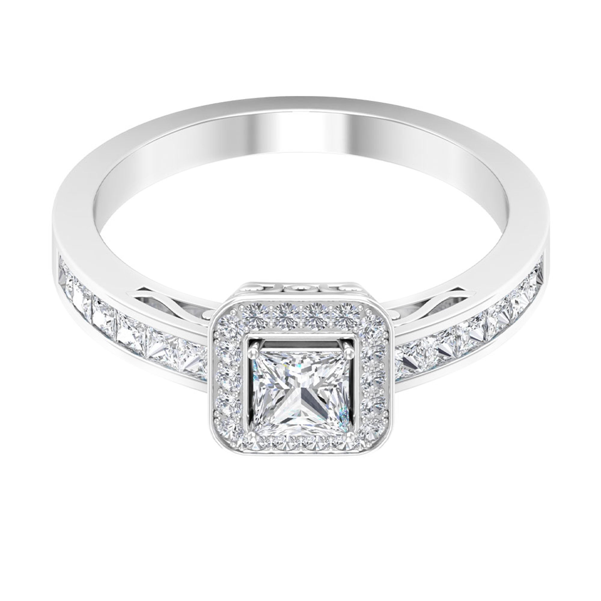 Lab Grown Diamond Princess Cut Engagement Ring with Halo