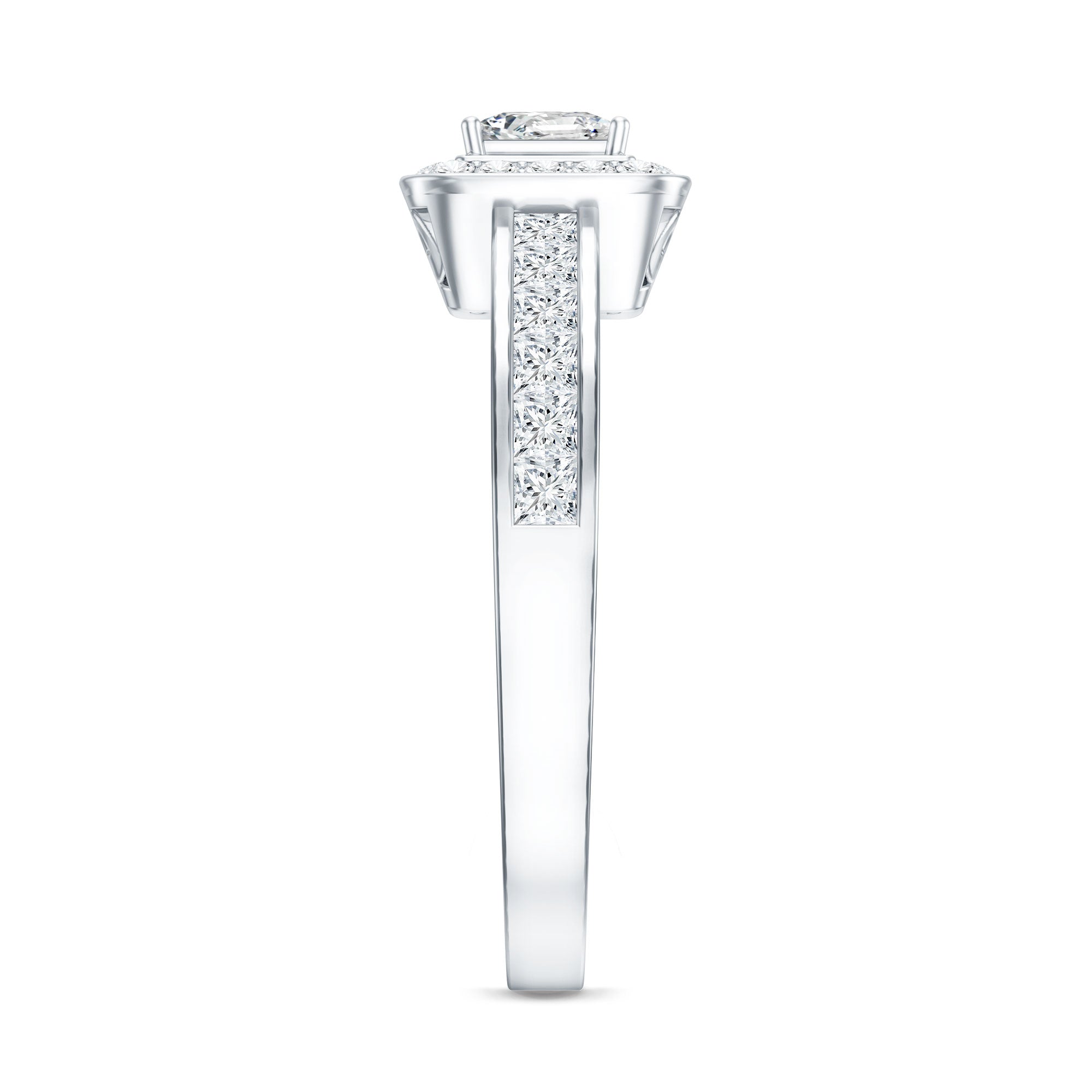 Lab Grown Diamond Princess Cut Engagement Ring with Halo Lab - ( EF-VS ) - Rosec Jewels