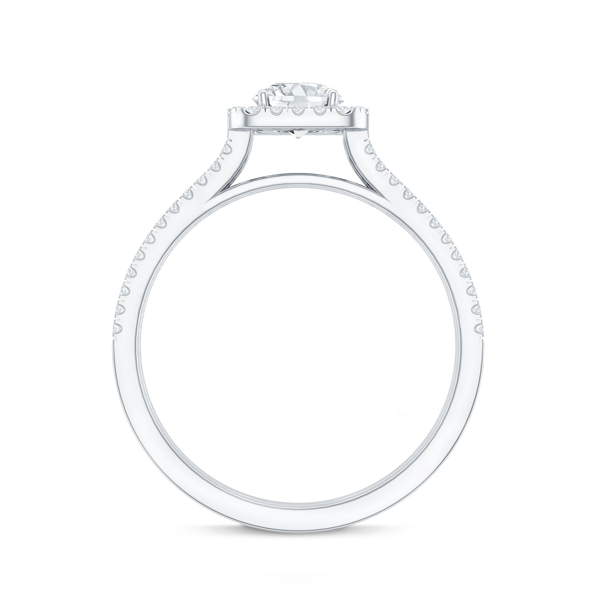 Classic Moissanite Double Band Engagement Ring with Halo D-VS1 - Rosec Jewels