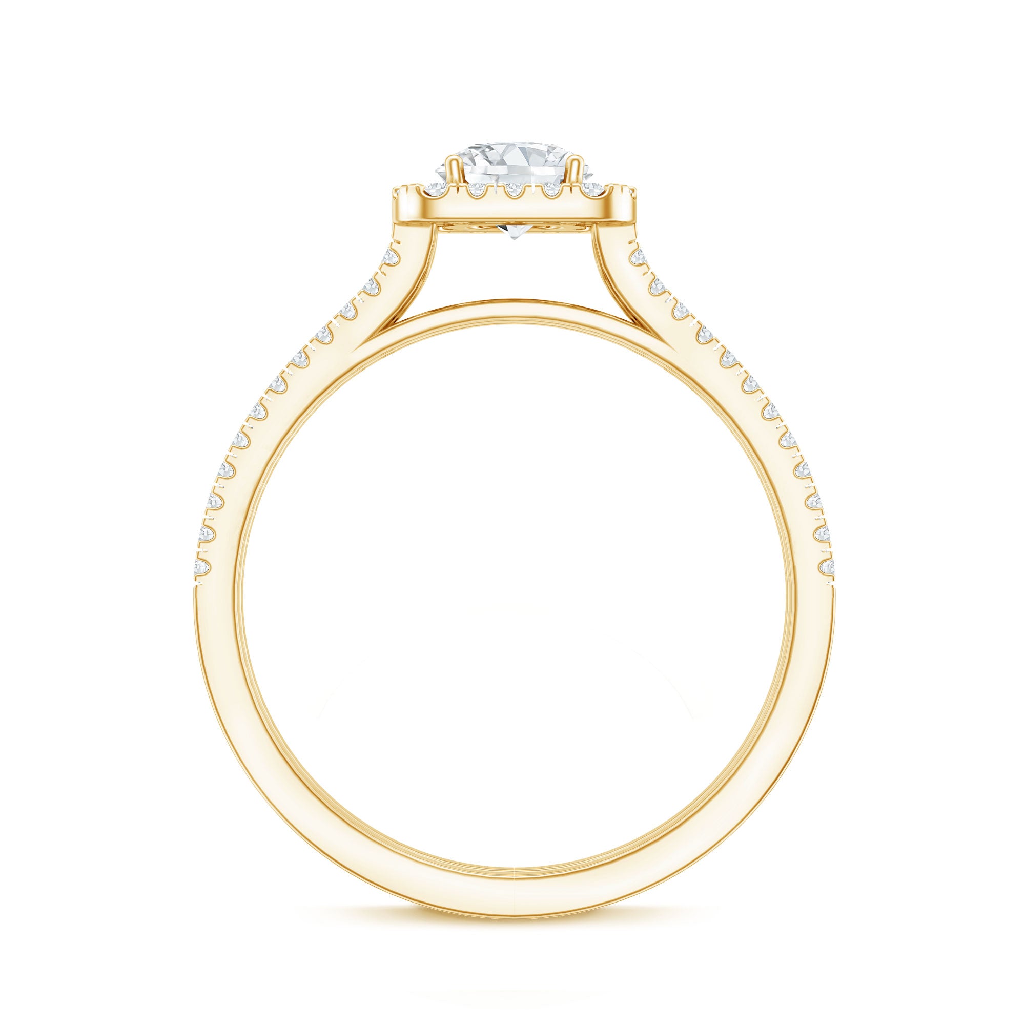 Classic Moissanite Double Band Engagement Ring with Halo D-VS1 - Rosec Jewels