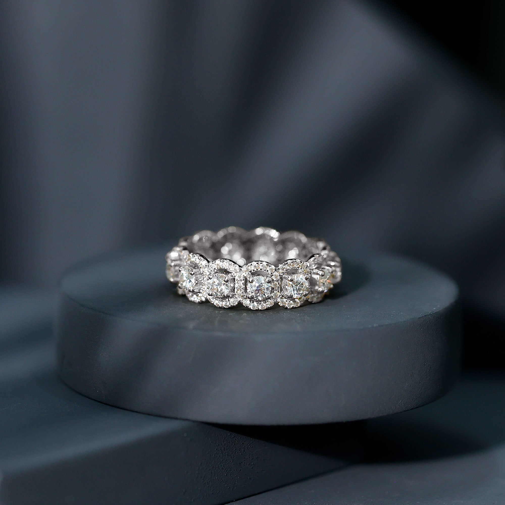Certified Moissanite Statement Wedding Band for Women D-VS1 - Rosec Jewels