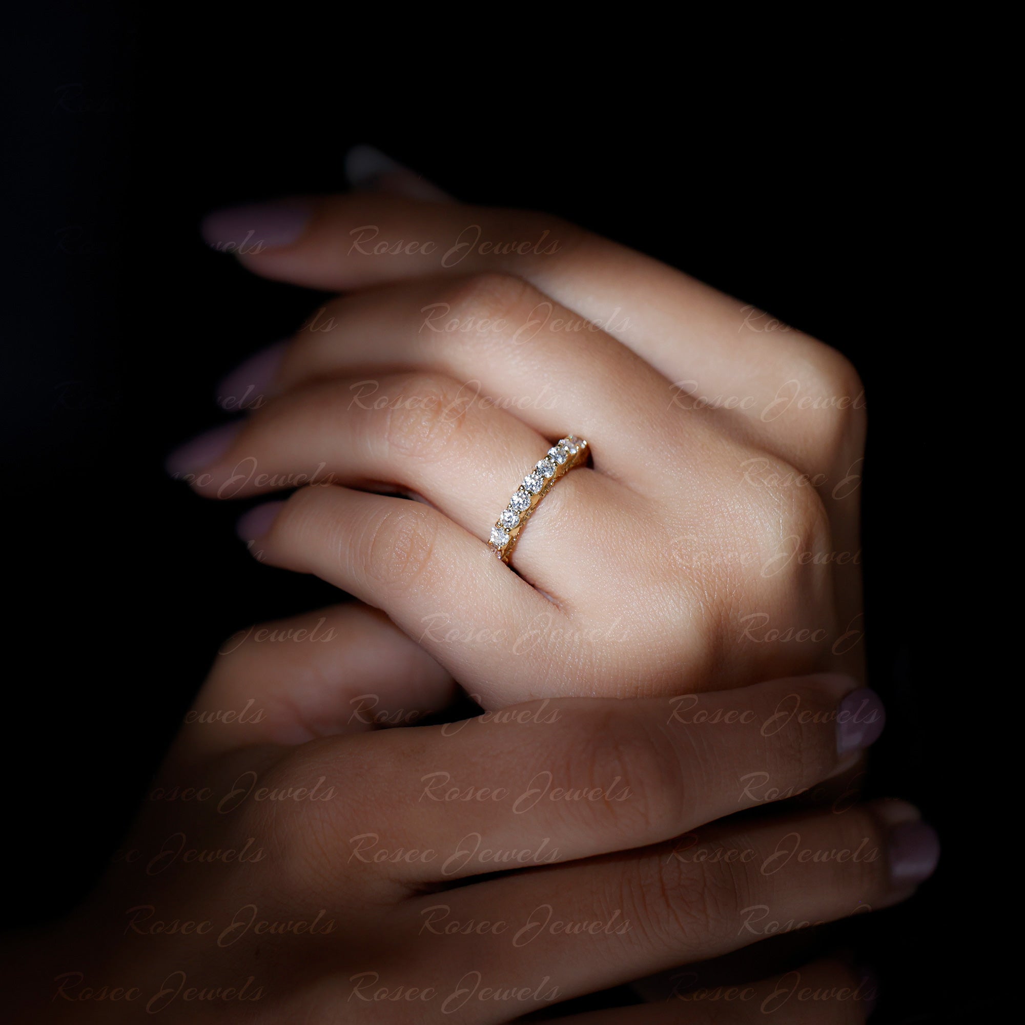 Trellis Set Moissanite Full Eternity Band Ring D-VS1 - Rosec Jewels