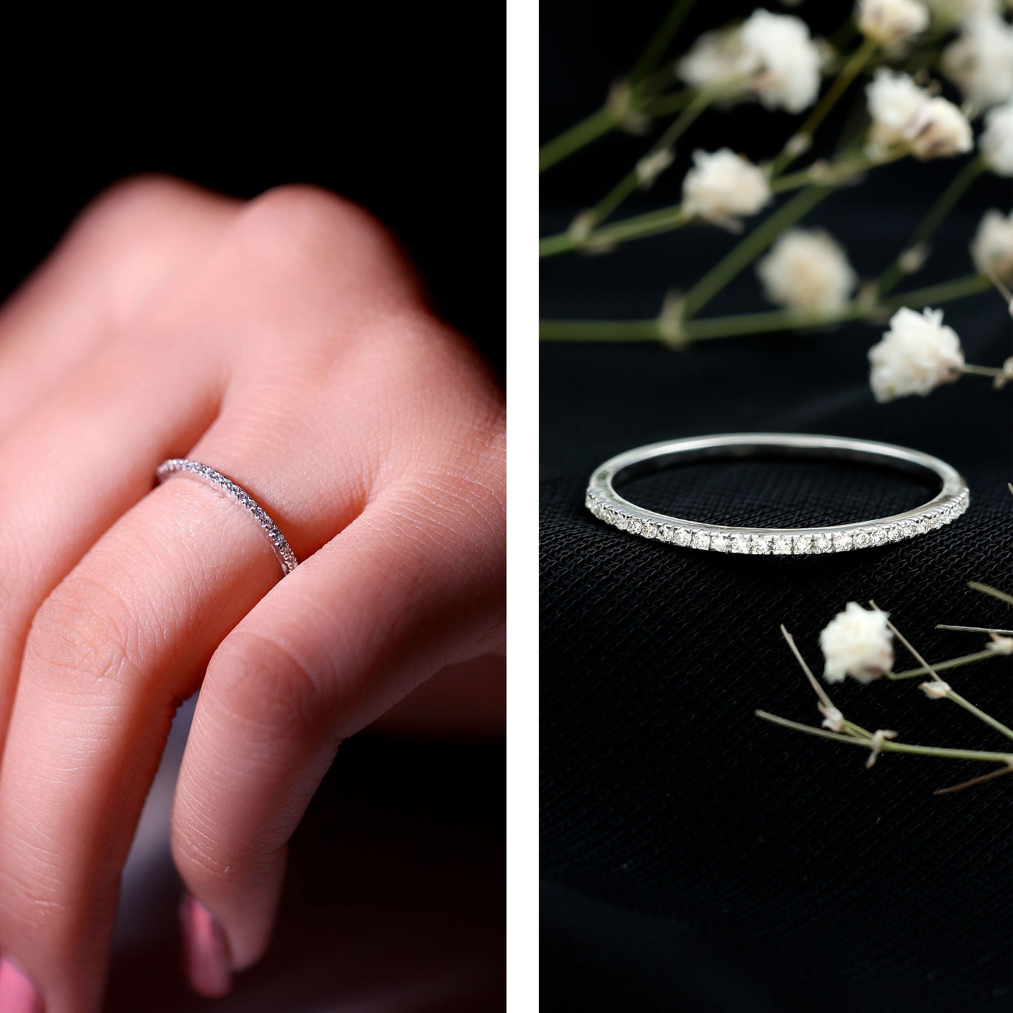 Moissanite Minimal Eternity Stackable Ring D-VS1 - Rosec Jewels
