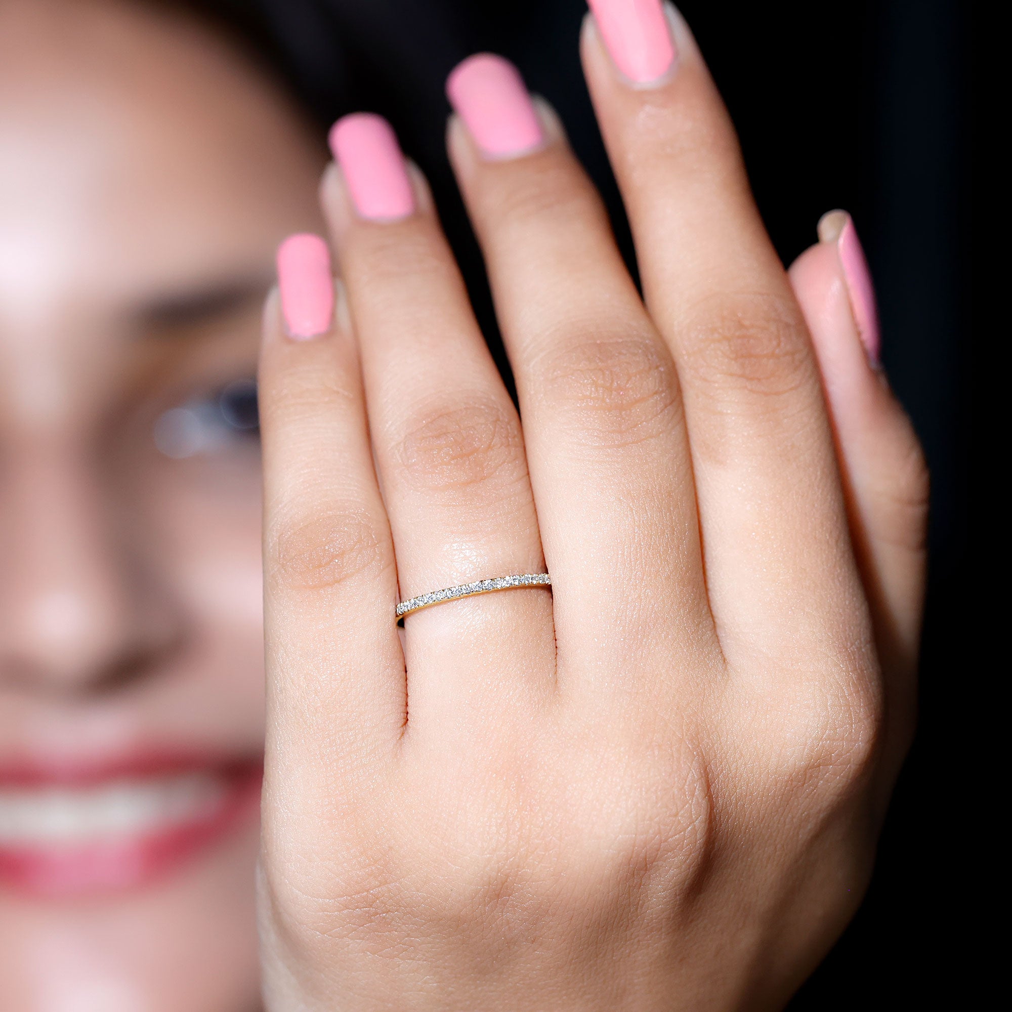 Moissanite Minimal Eternity Stackable Ring D-VS1 - Rosec Jewels