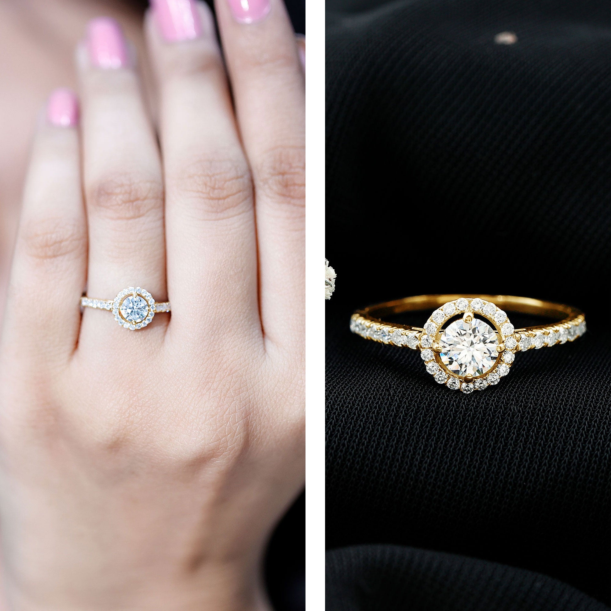 Brilliant Cut Moissanite Promise Ring With Certificate D-VS1 - Rosec Jewels