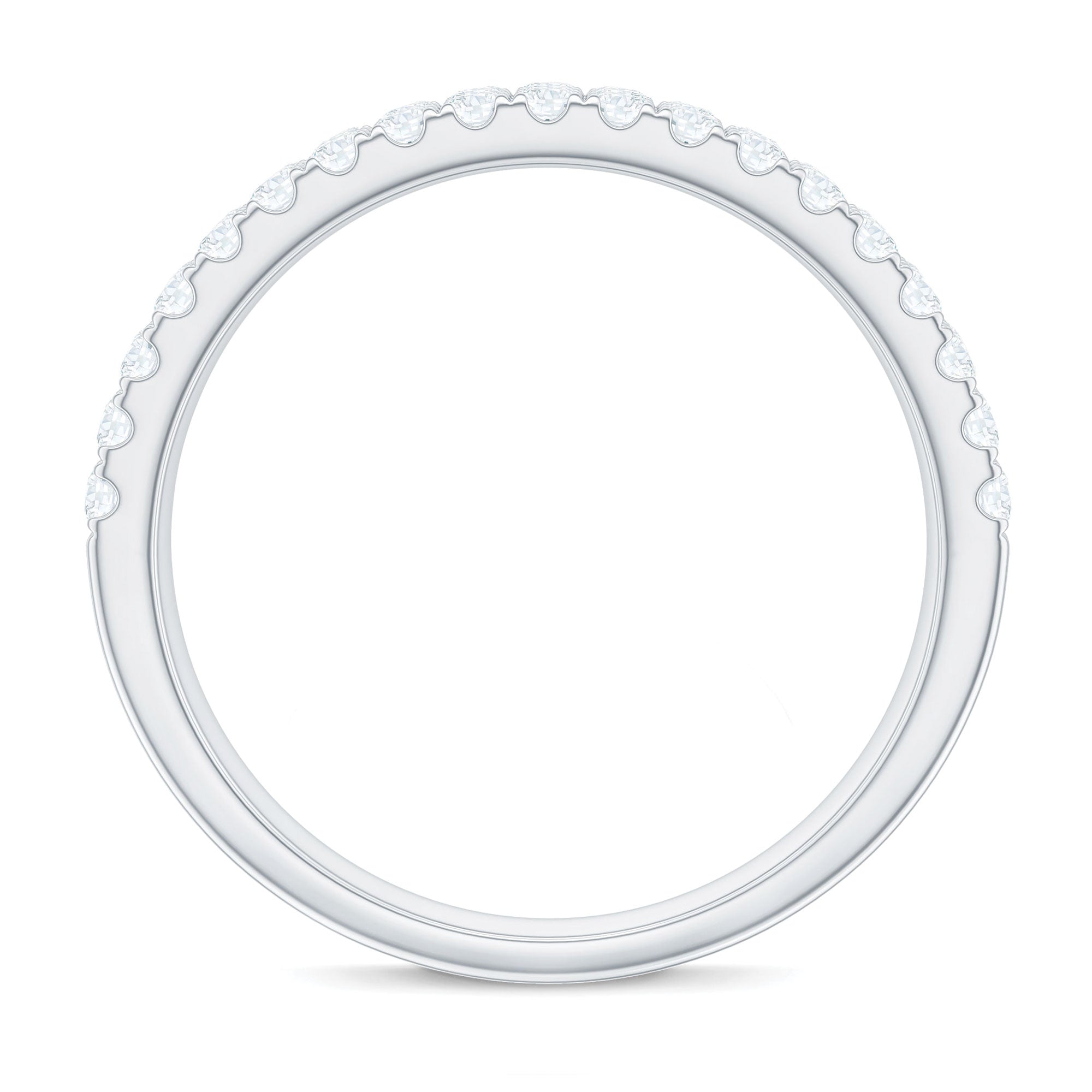 Three Row Moissanite Half Eternity Band Ring D-VS1 - Rosec Jewels