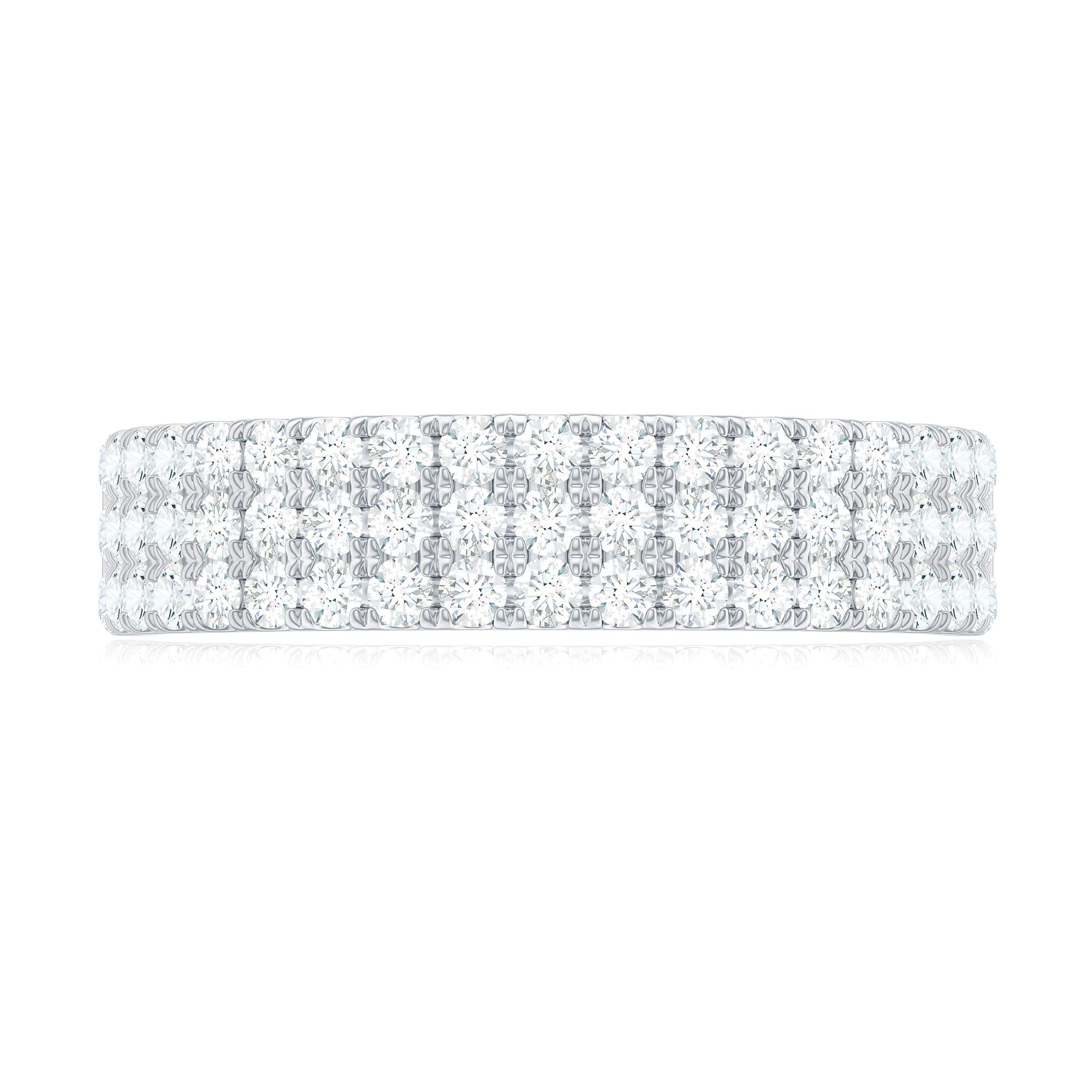 Three Row Moissanite Half Eternity Band Ring D-VS1 - Rosec Jewels