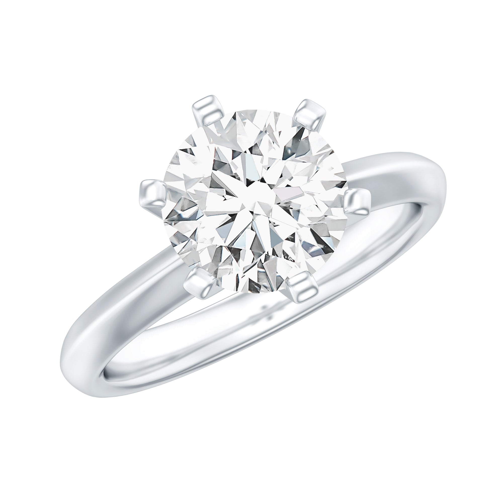 Brilliant Cut Solitaire Moissanite 2 CT Engagement Ring with Certificate D-VS1 - Rosec Jewels