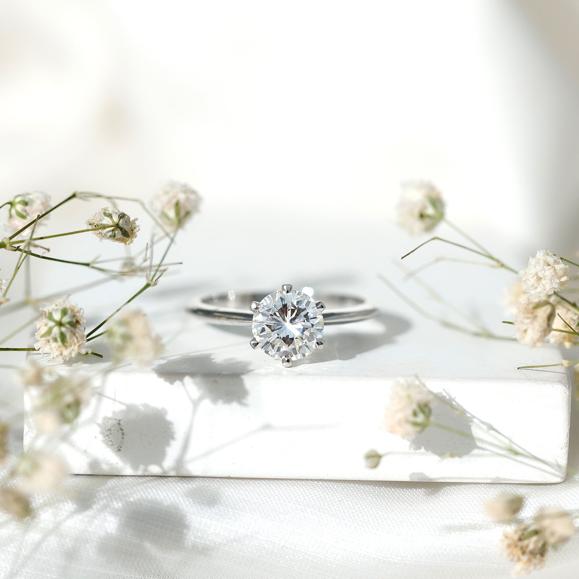 Brilliant Cut Solitaire Moissanite 2 CT Engagement Ring with Certificate D-VS1 - Rosec Jewels