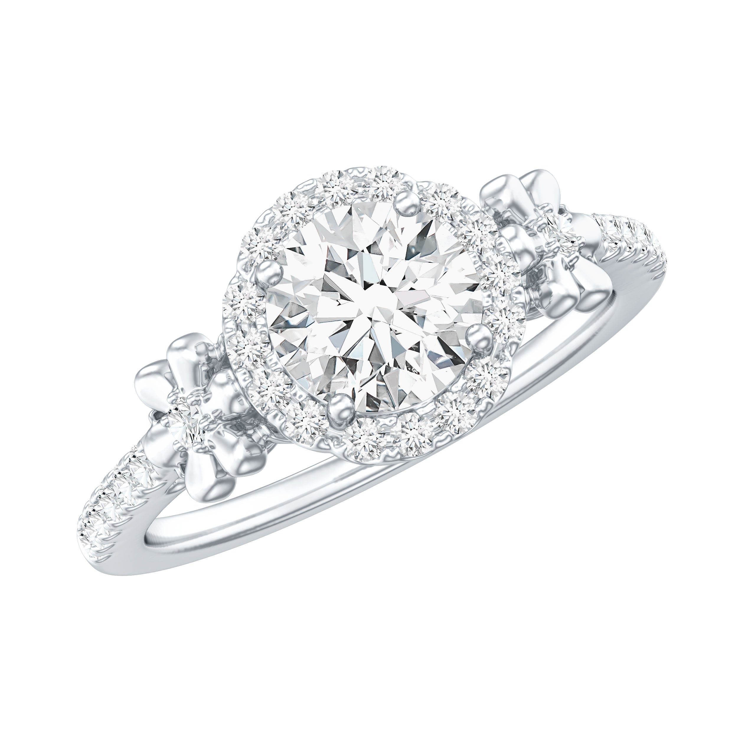 Certified 1 Carat Moissanite Floral Engagement Ring for Women D-VS1 - Rosec Jewels