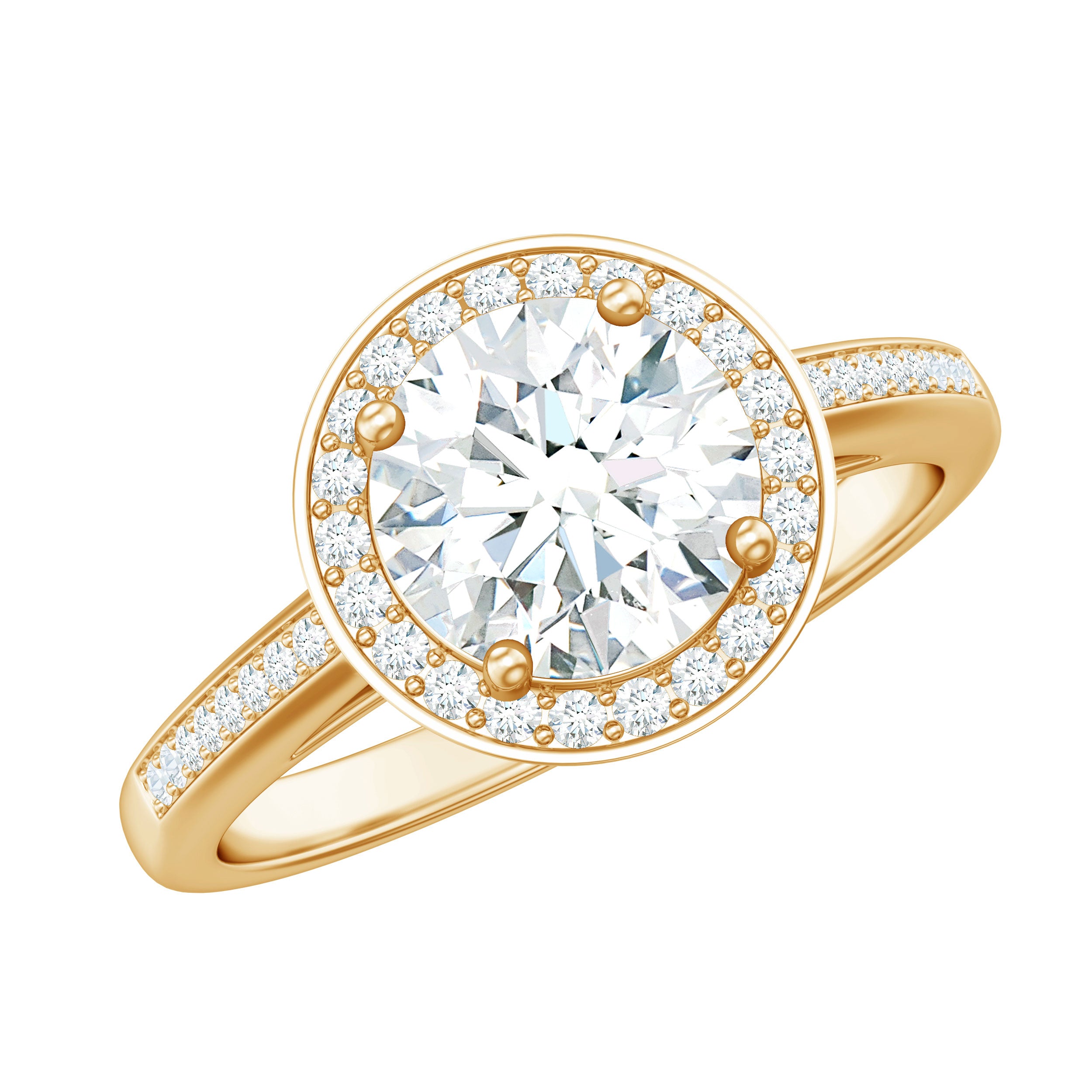 Round Moissanite Halo Engagement Ring with Certificate D-VS1 - Rosec Jewels
