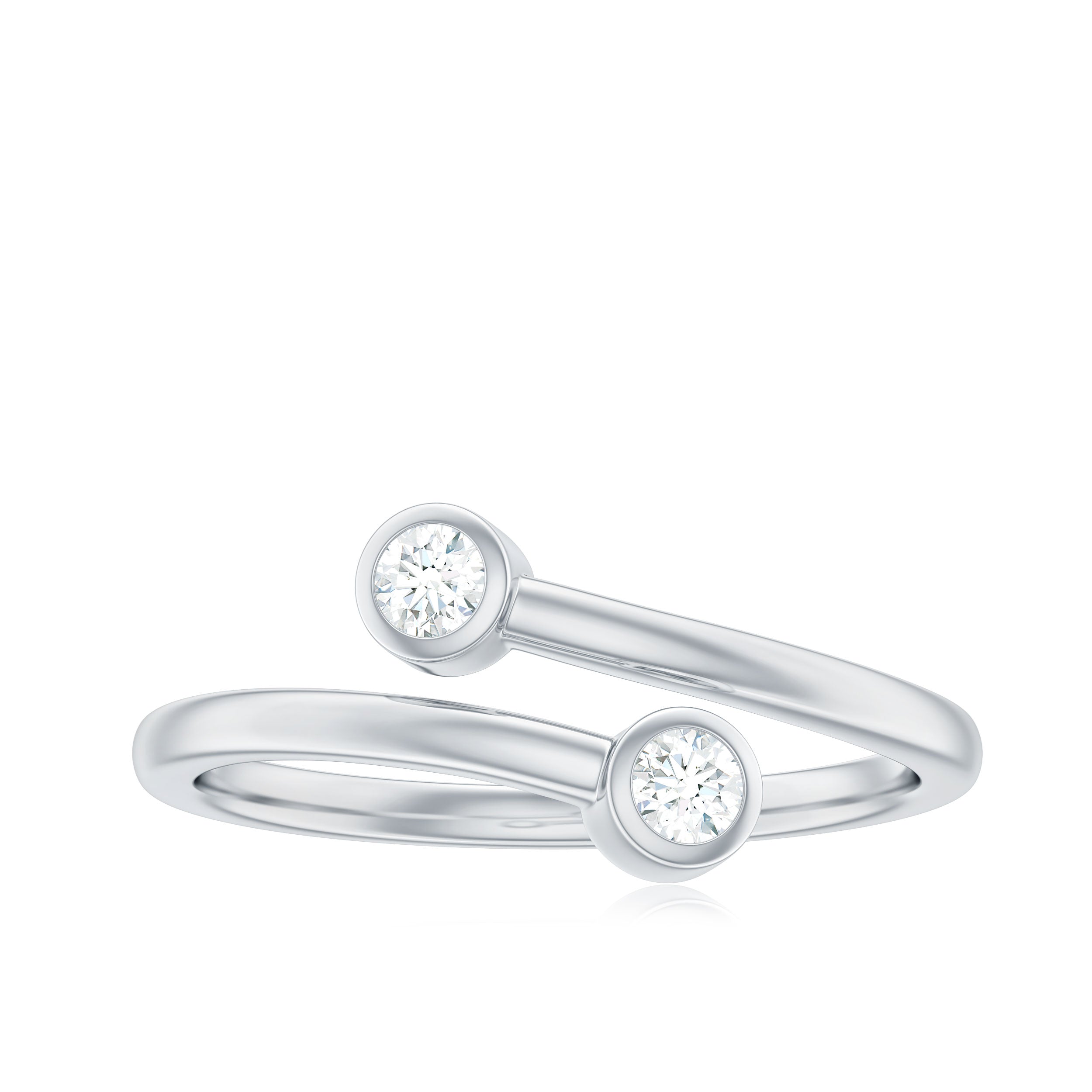Natural Diamond 2 Stone Promise Ring in Wrap Style Natural - ( HI-SI ) - Rosec Jewels