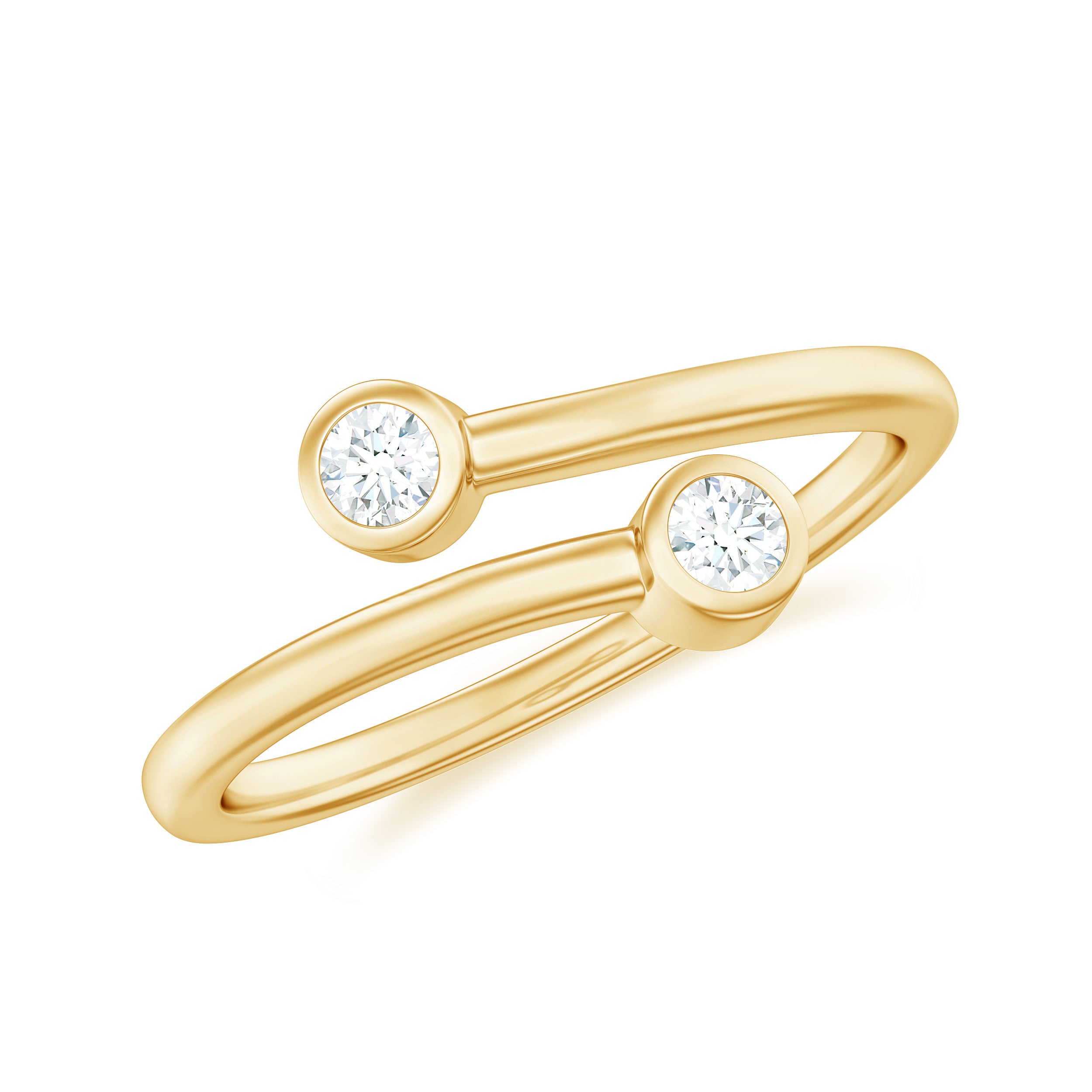 Natural Diamond 2 Stone Promise Ring in Wrap Style Natural - ( HI-SI ) - Rosec Jewels