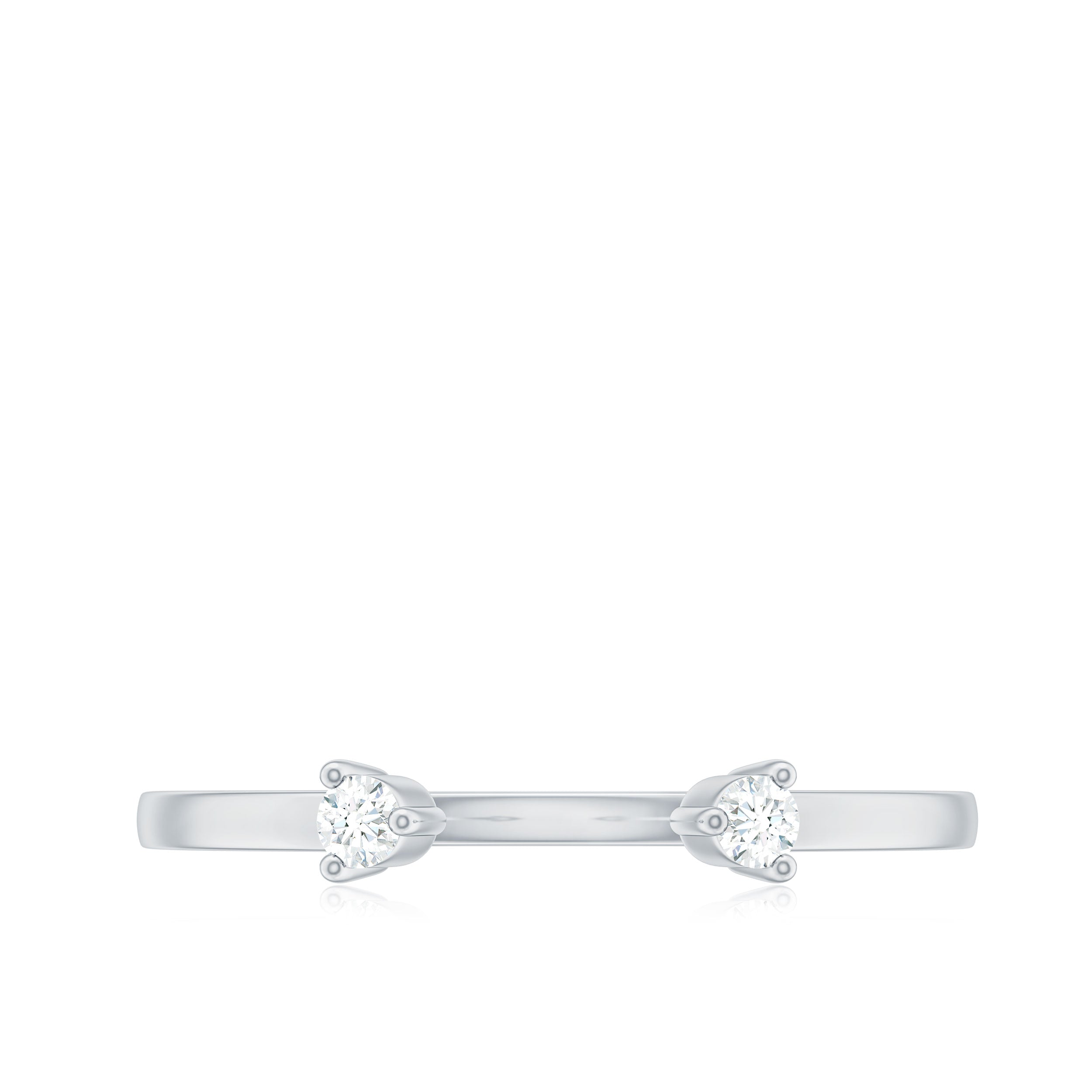Dainty Diamond Two Stone Open Cuff Ring for Women Natural - ( HI-SI ) - Rosec Jewels