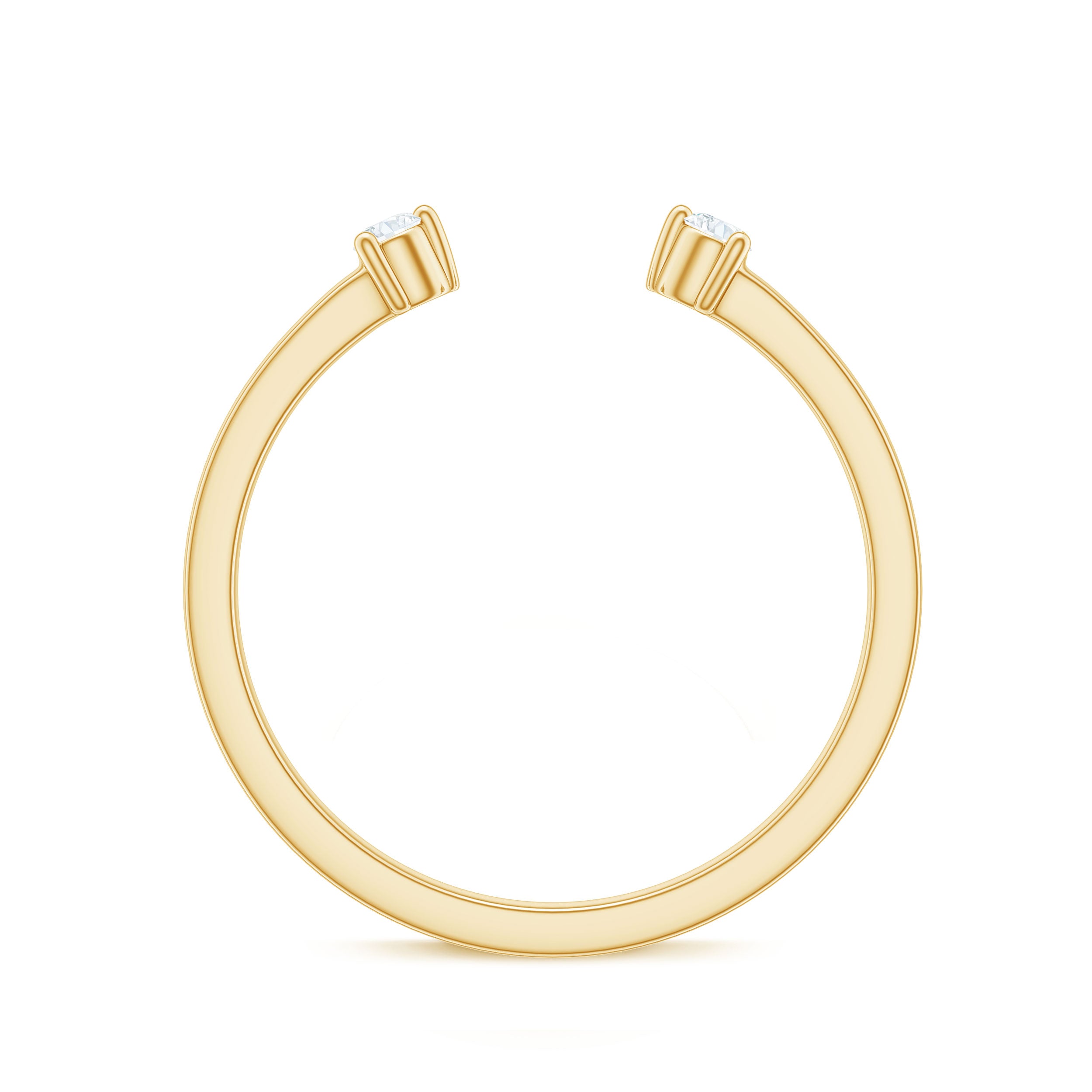 Dainty Diamond Two Stone Open Cuff Ring for Women Natural - ( HI-SI ) - Rosec Jewels