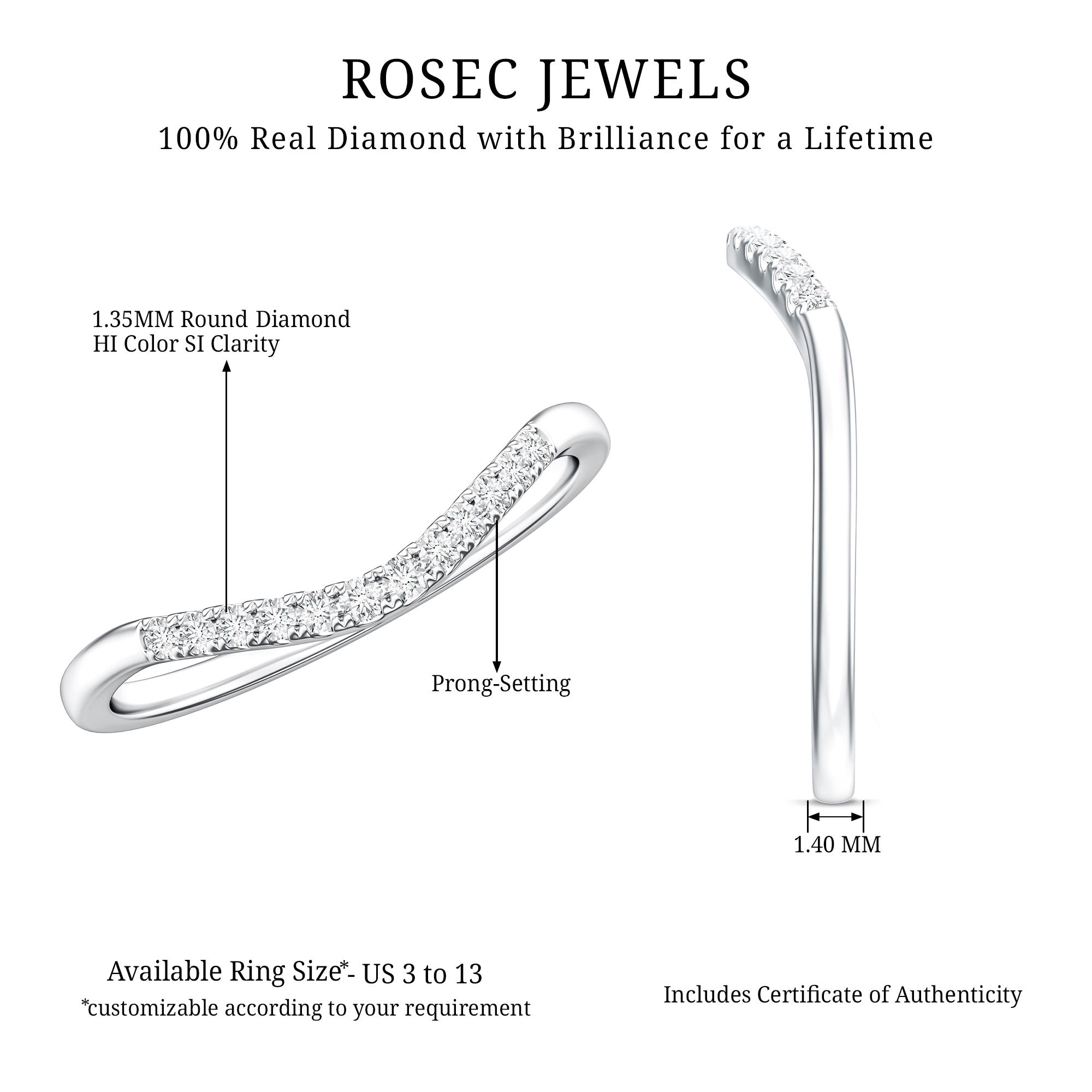 Rosec Jewels-Diamond Curved Enhancer Ring