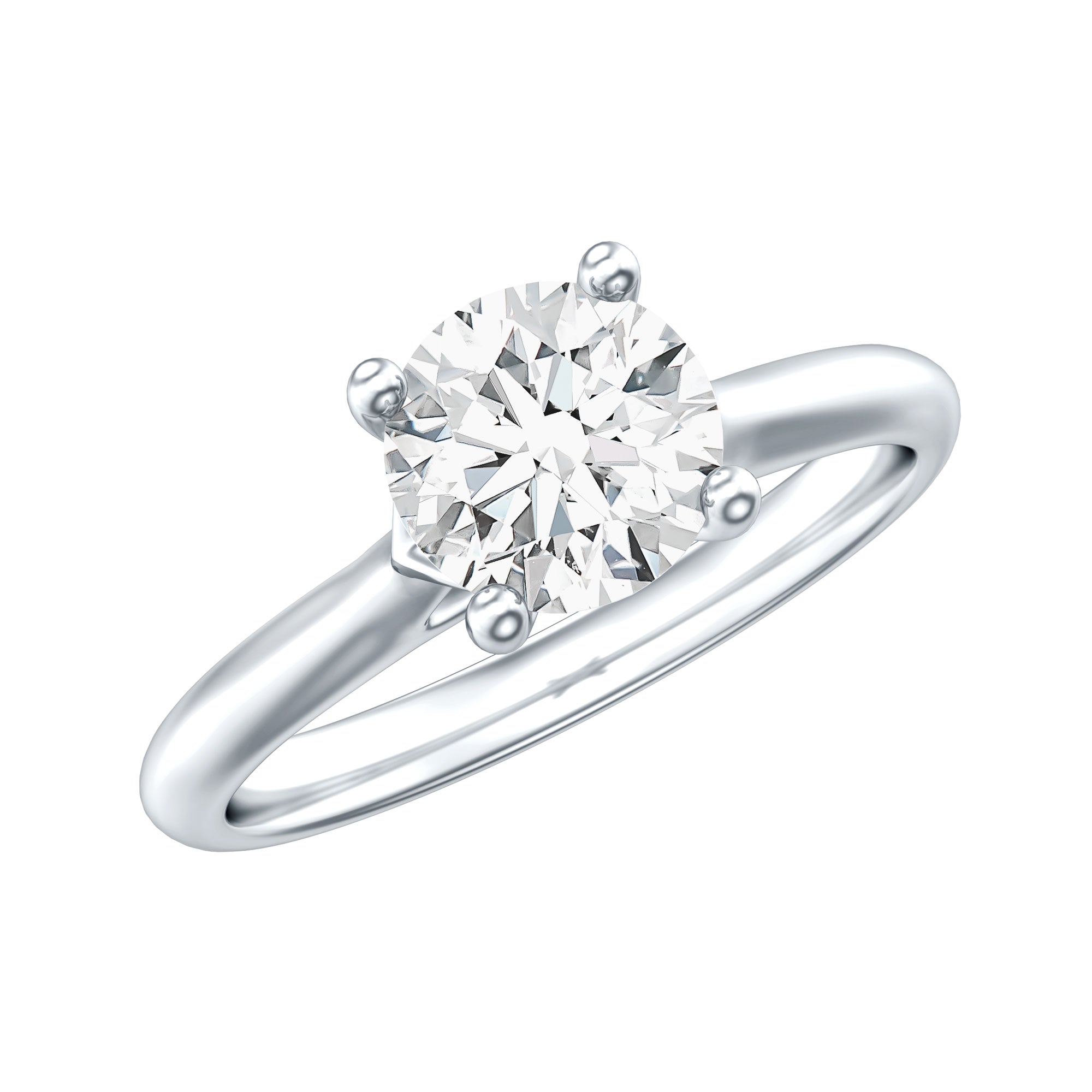 Solitaire Round Cut Moissanite Engagement Ring for Her D-VS1 - Rosec Jewels