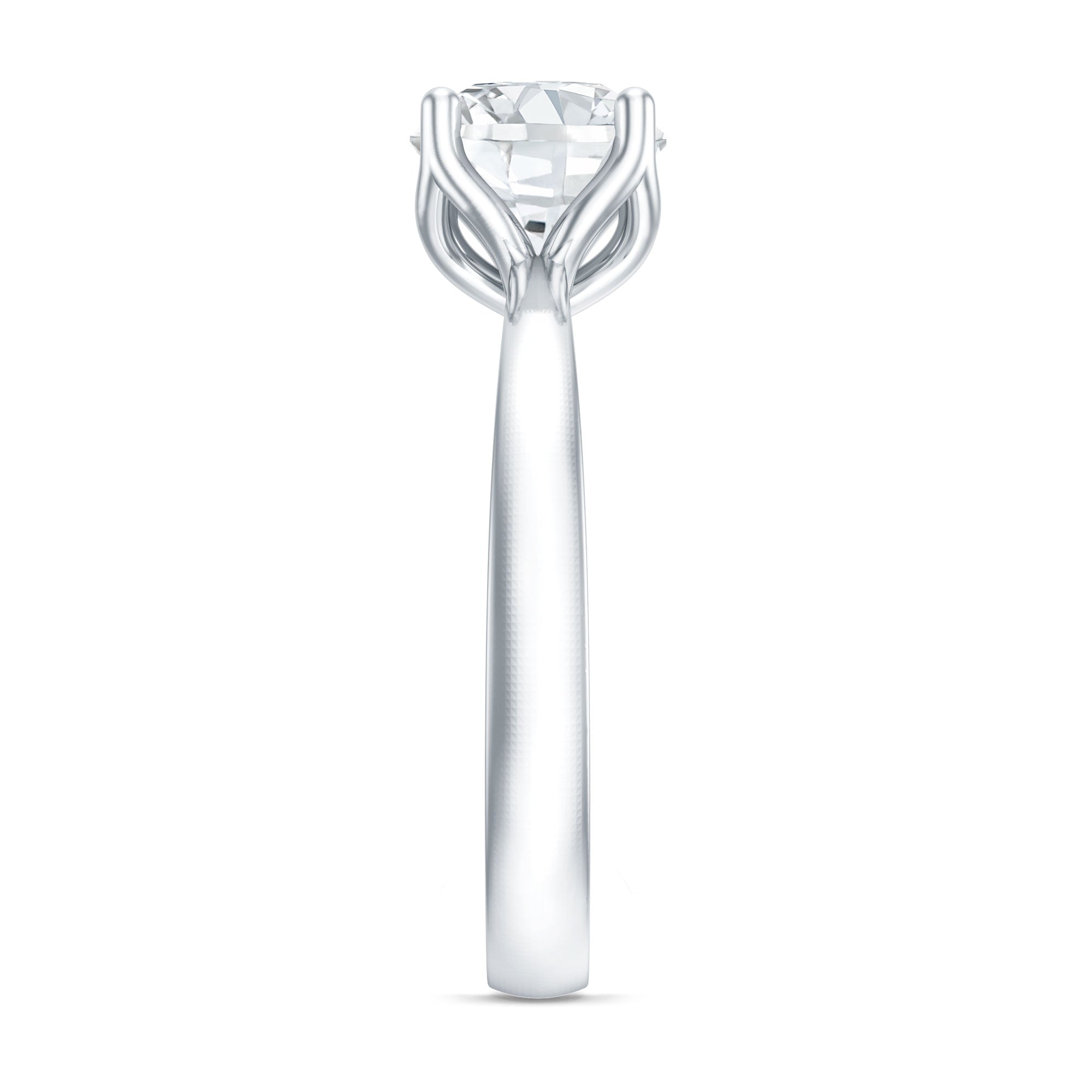 Petal Prong Set Round Moissanite Solitaire Engagement Ring D-VS1 - Rosec Jewels