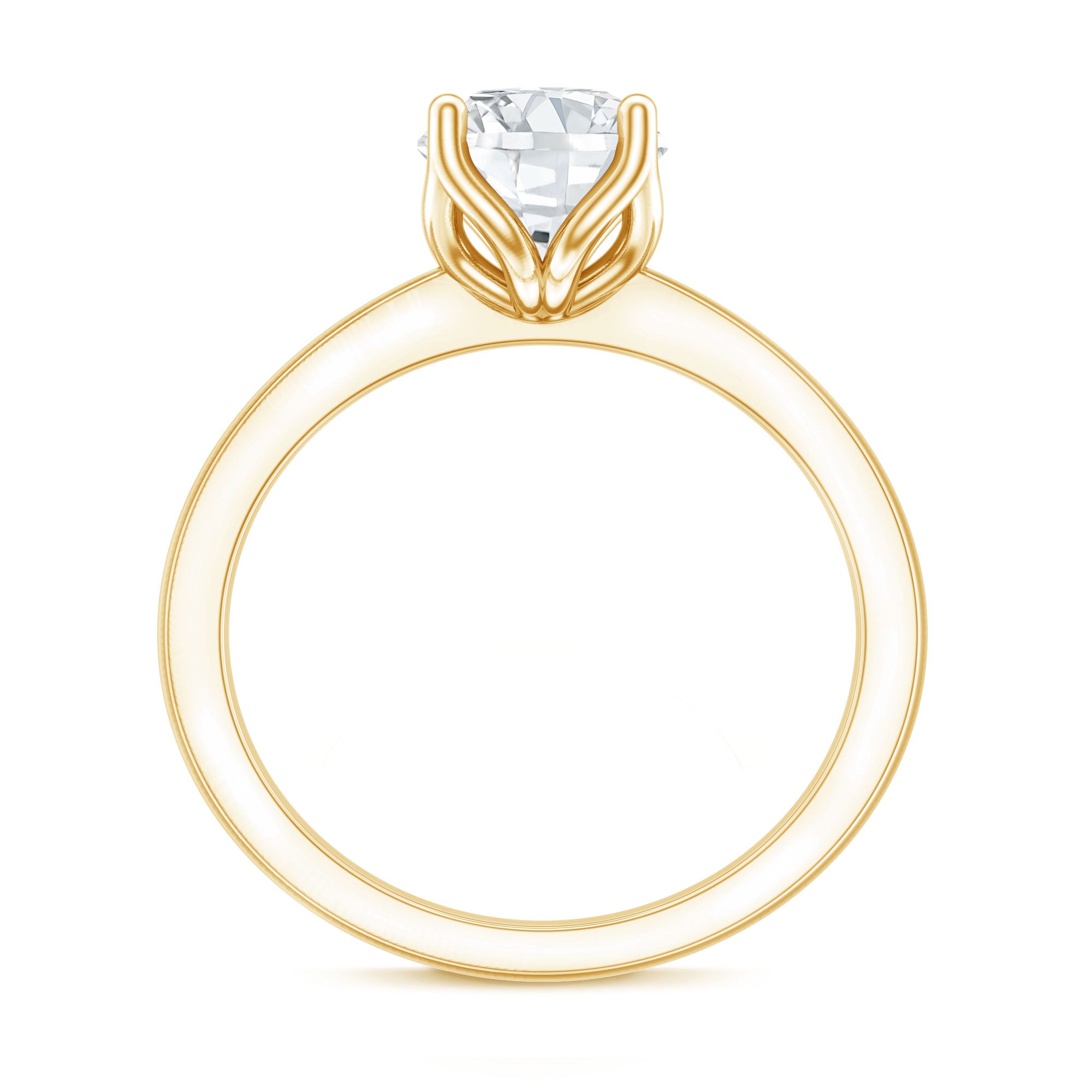 Petal Prong Set Round Moissanite Solitaire Engagement Ring D-VS1 - Rosec Jewels