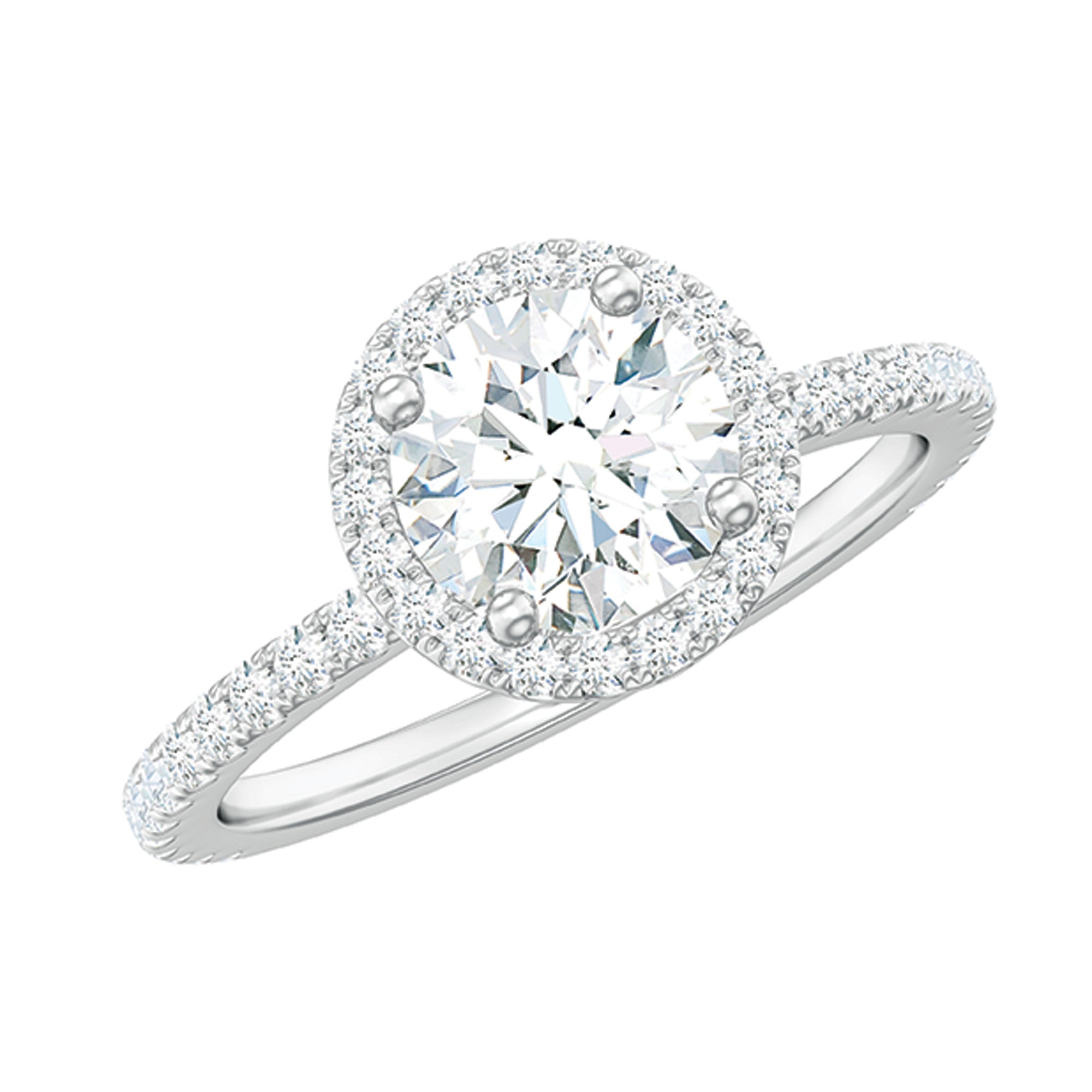 Certified Moissanite Halo Engagement Ring for Her D-VS1 - Rosec Jewels