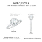 2 CT Moissanite Halo Solitaire Wedding Ring Moissanite - ( D-VS1 ) - Color and Clarity - Rosec Jewels