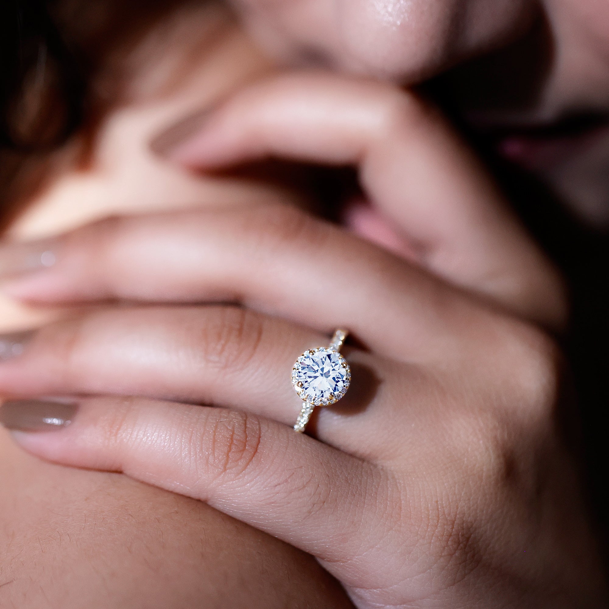 Certified Moissanite Halo Engagement Ring for Her D-VS1 - Rosec Jewels