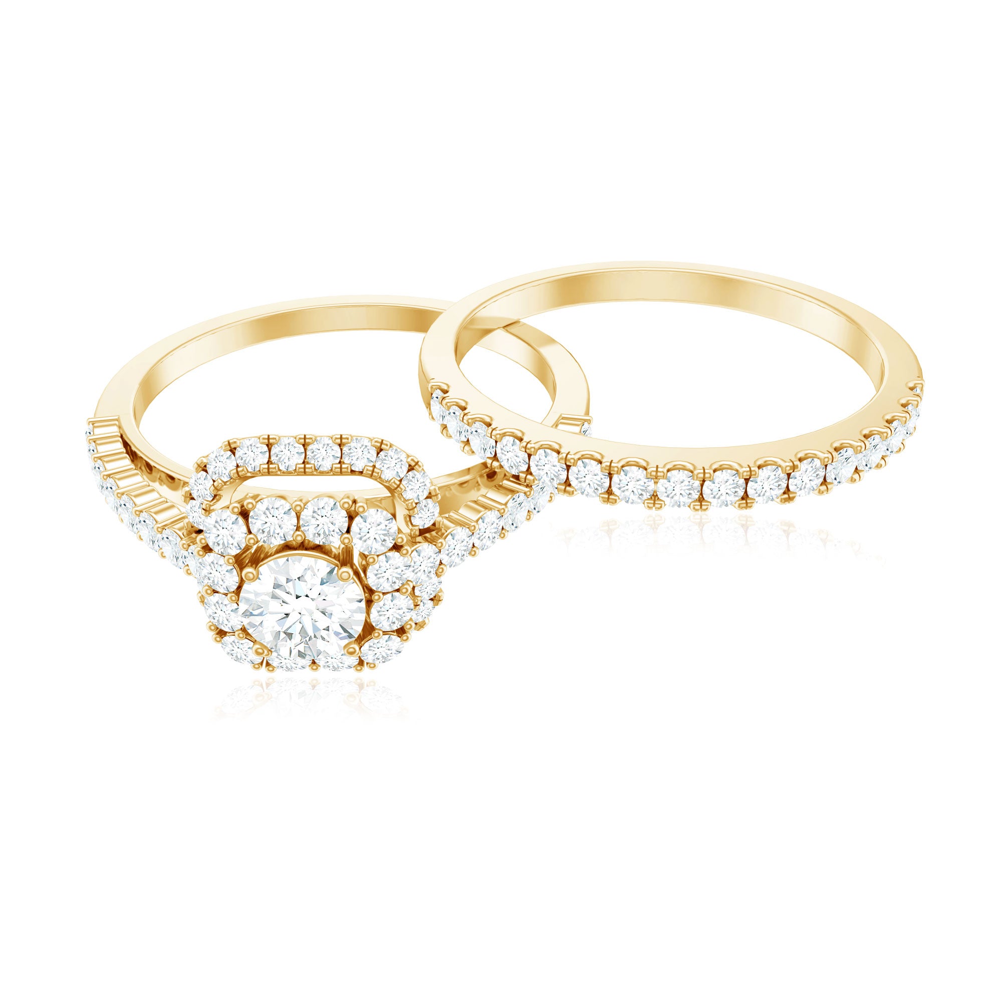 1.50 CT Zircon Statement Wedding Ring Set AAAA - Rosec Jewels