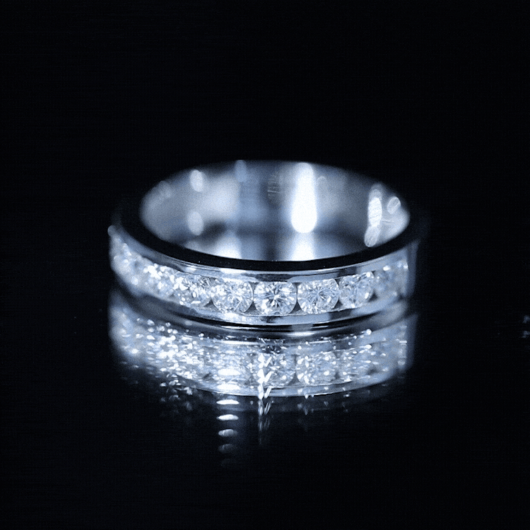 Channel Set Moissanite Half Eternity Band D-VS1 - Rosec Jewels