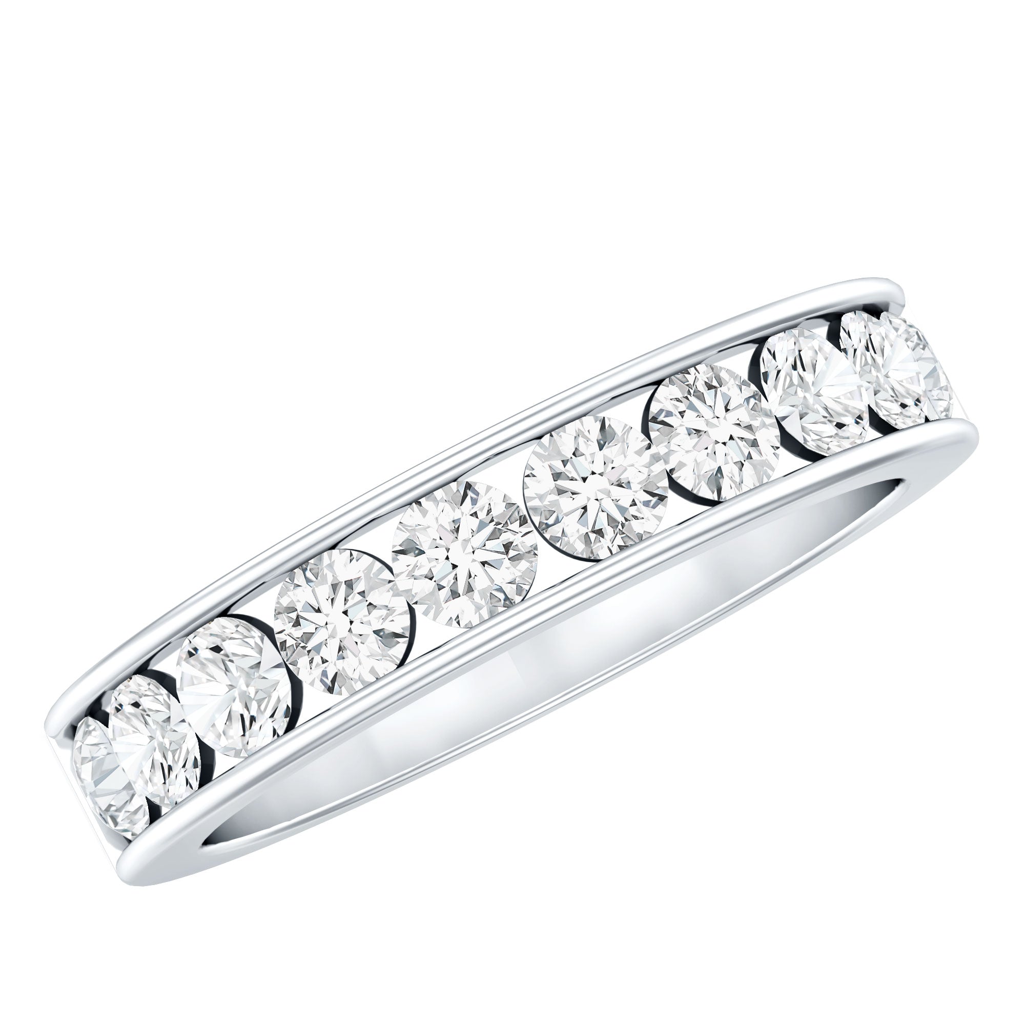 Channel Set Moissanite Half Eternity Band D-VS1 - Rosec Jewels