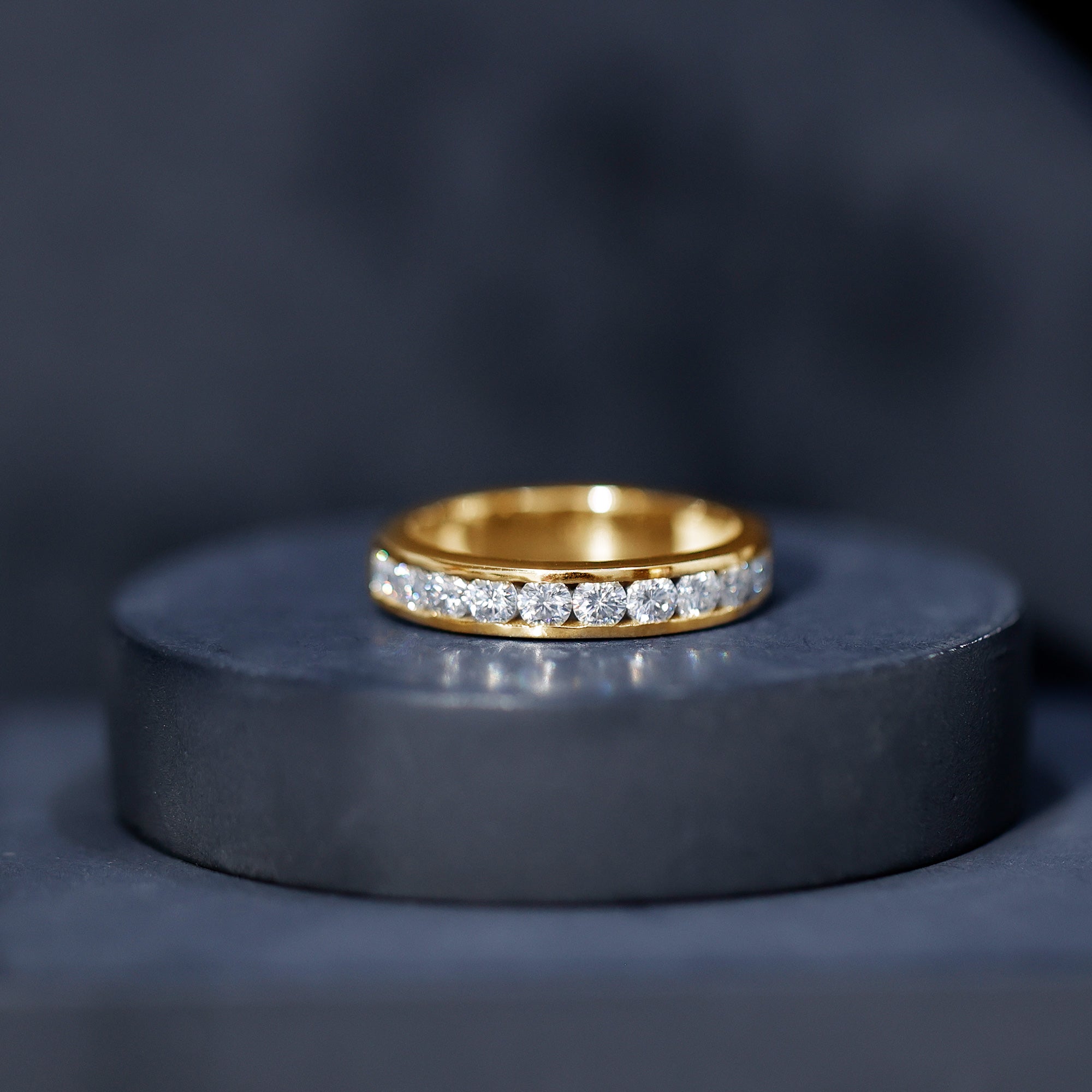 Channel Set Moissanite Half Eternity Band D-VS1 - Rosec Jewels