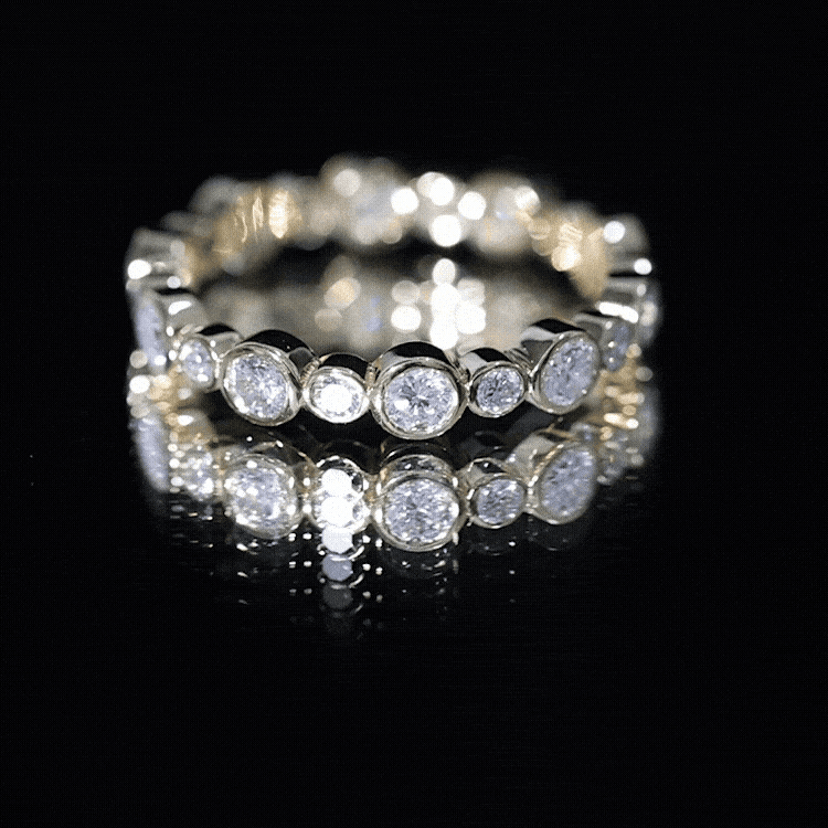 Certified Round Cut Moissanite Eternity Stackable Ring For Her D-VS1 - Rosec Jewels