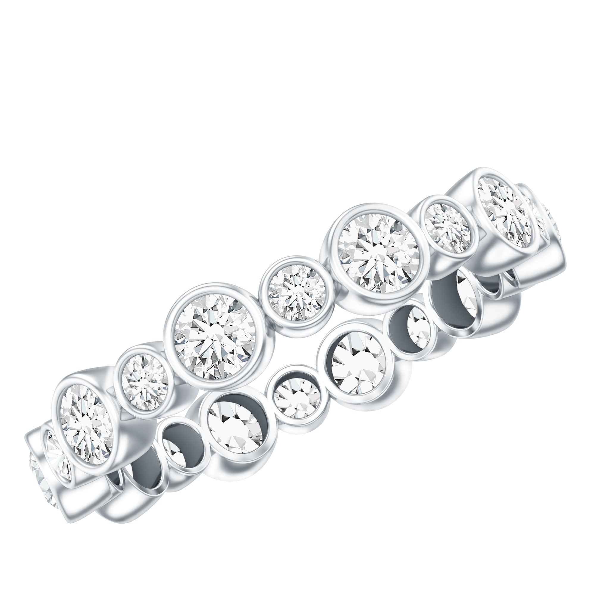 Certified Round Cut Moissanite Eternity Stackable Ring For Her D-VS1 - Rosec Jewels
