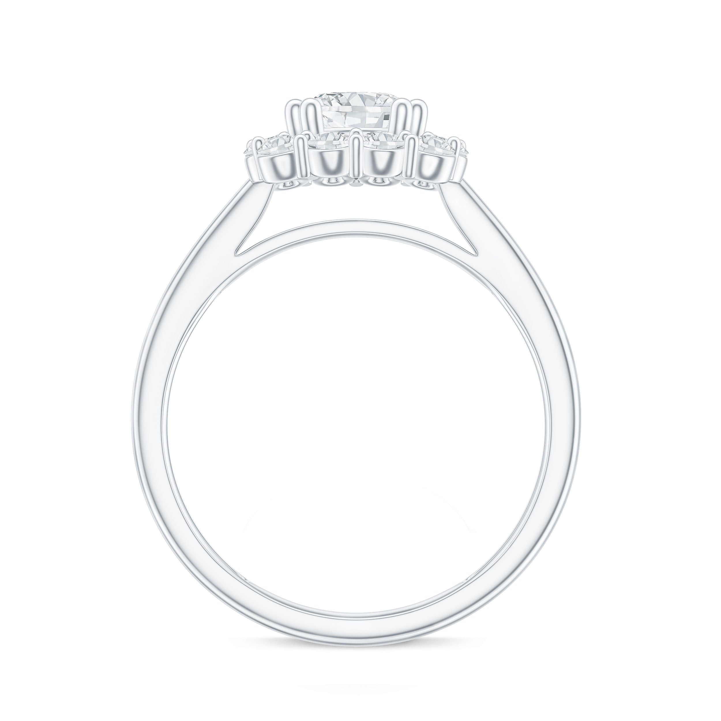 Classic Moissanite Halo Engagement Ring in Double Prong Setting D-VS1 - Rosec Jewels