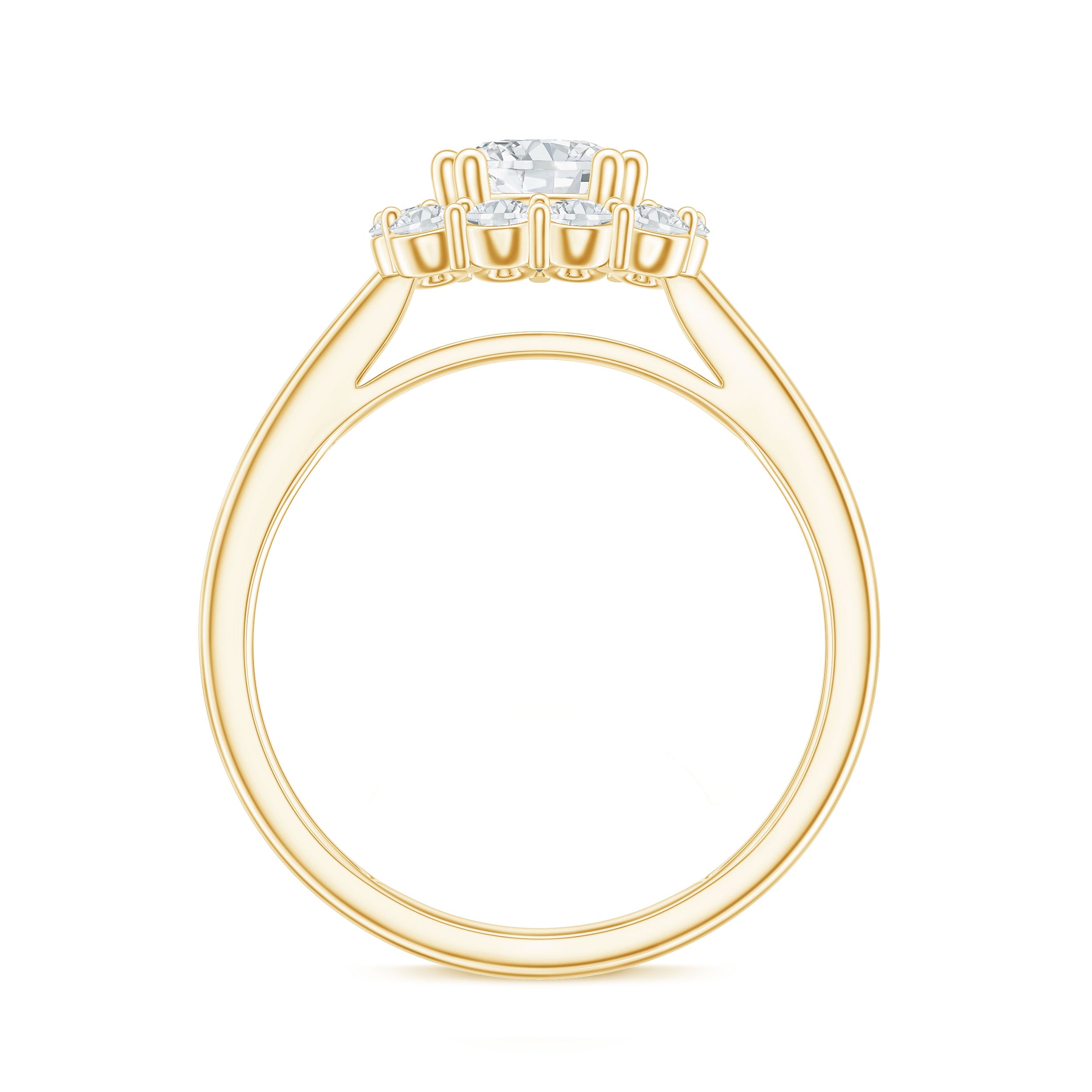 Classic Moissanite Halo Engagement Ring in Double Prong Setting D-VS1 - Rosec Jewels